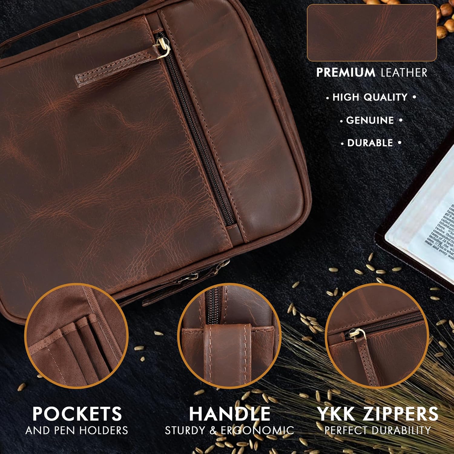 Large Leather Bible Case (Bourbon)