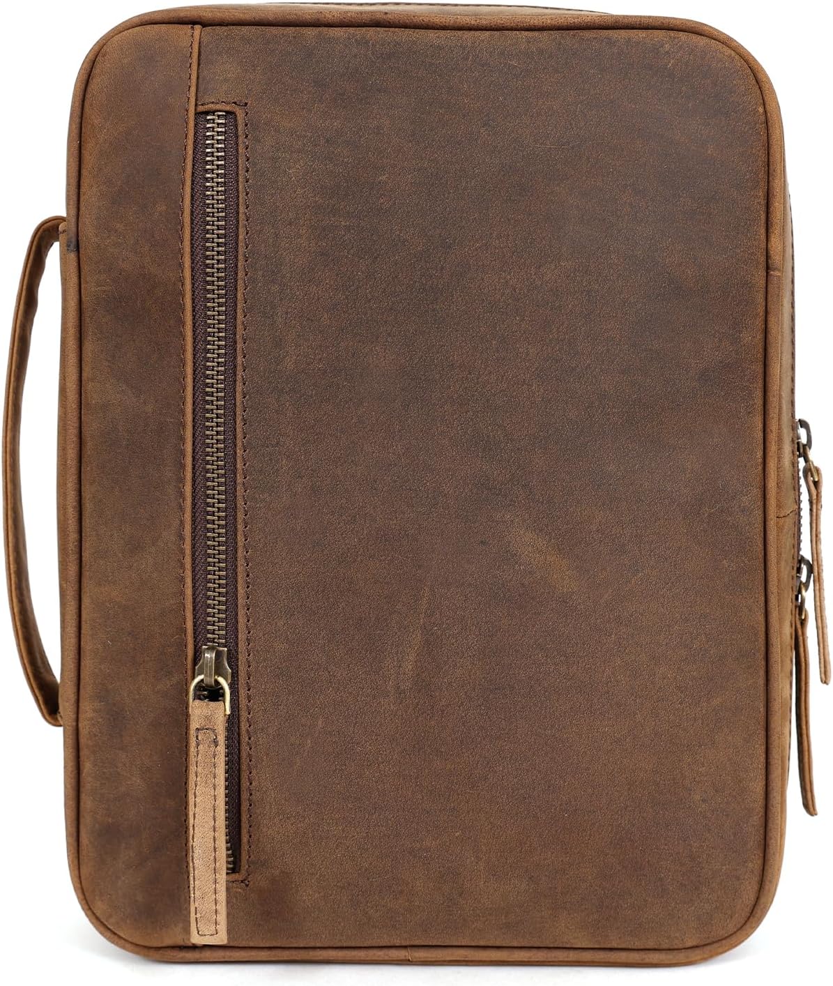 Extra Large Leather Bible Case (Grizzly with Plaid Interior)