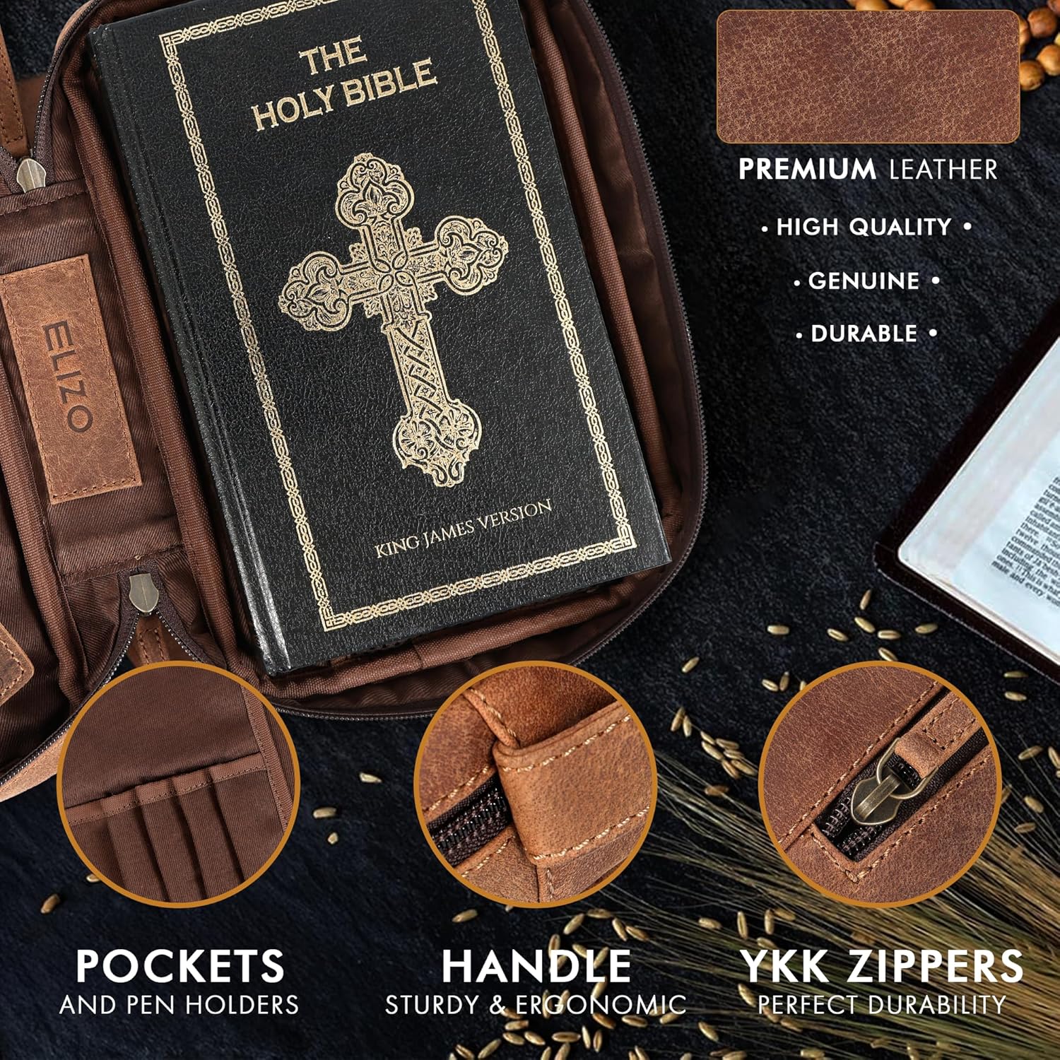 Standard Leather Bible Case (Saddle)