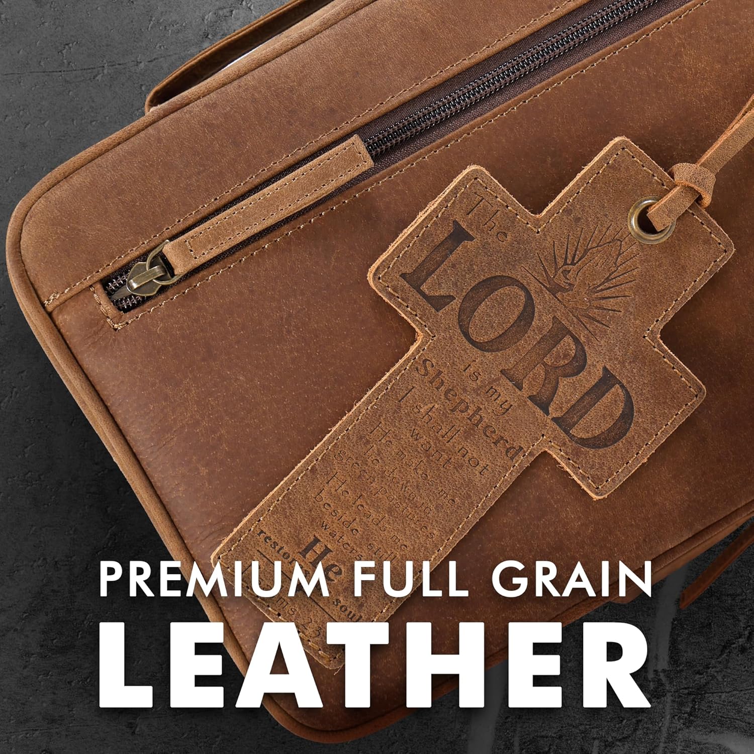 Leather Bible Case (Saddle with Floral Interior)