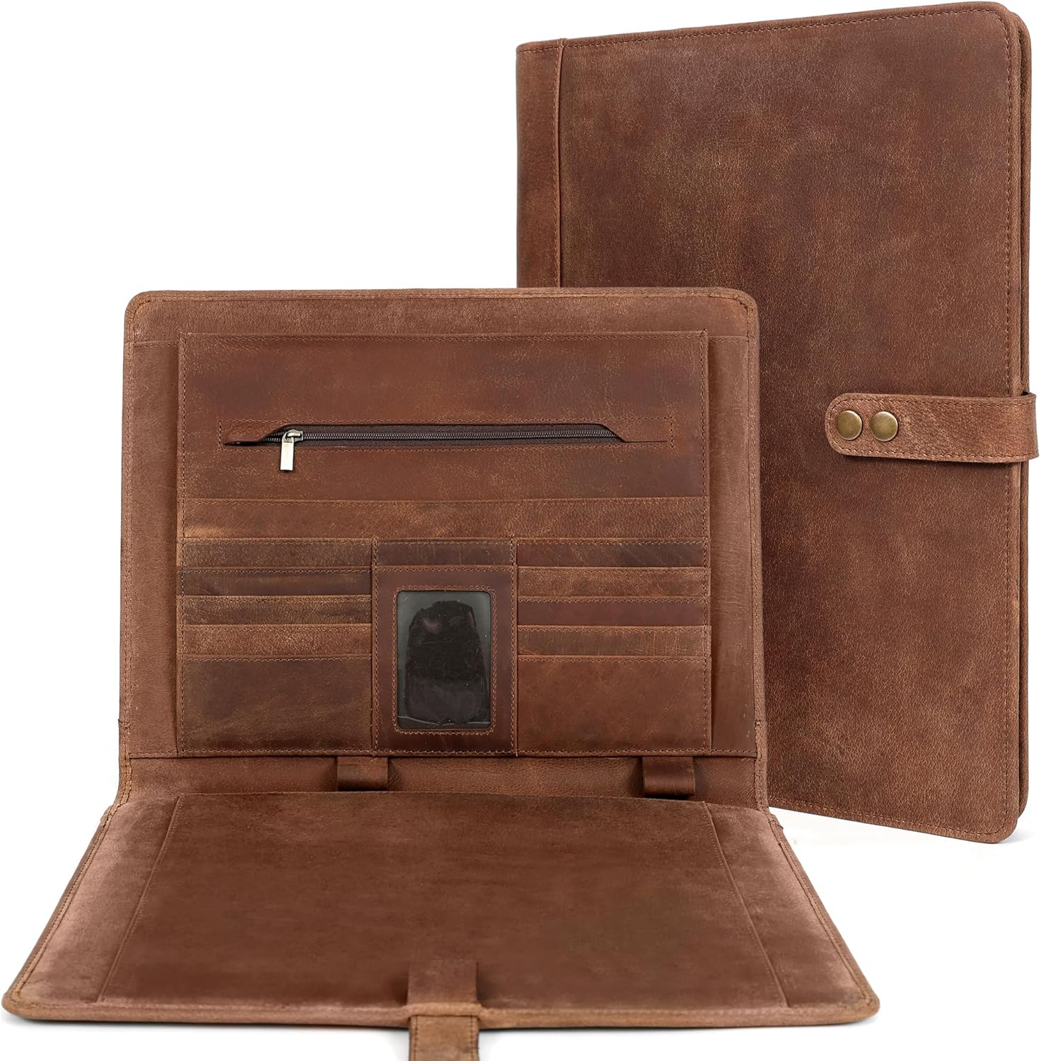 Leather Portfolio Organizer (Saddle, Letter Strap)