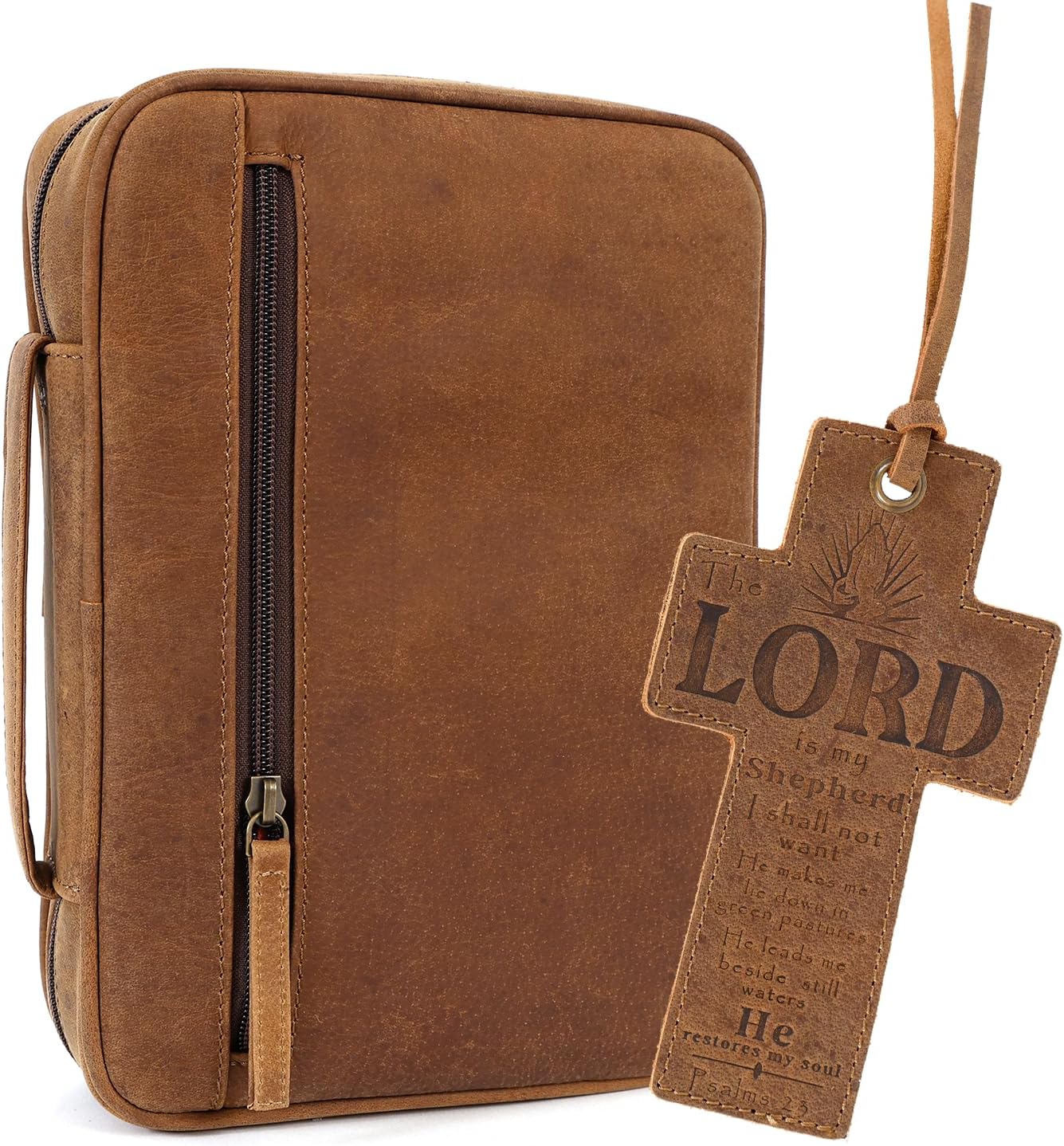 Leather Bible Case (Saddle with Floral Interior)