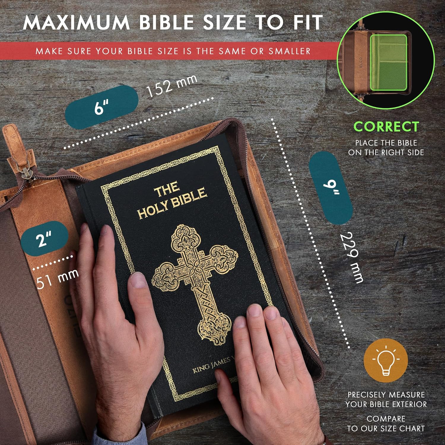 Small Leather Bible Case (Cognac/Tan)