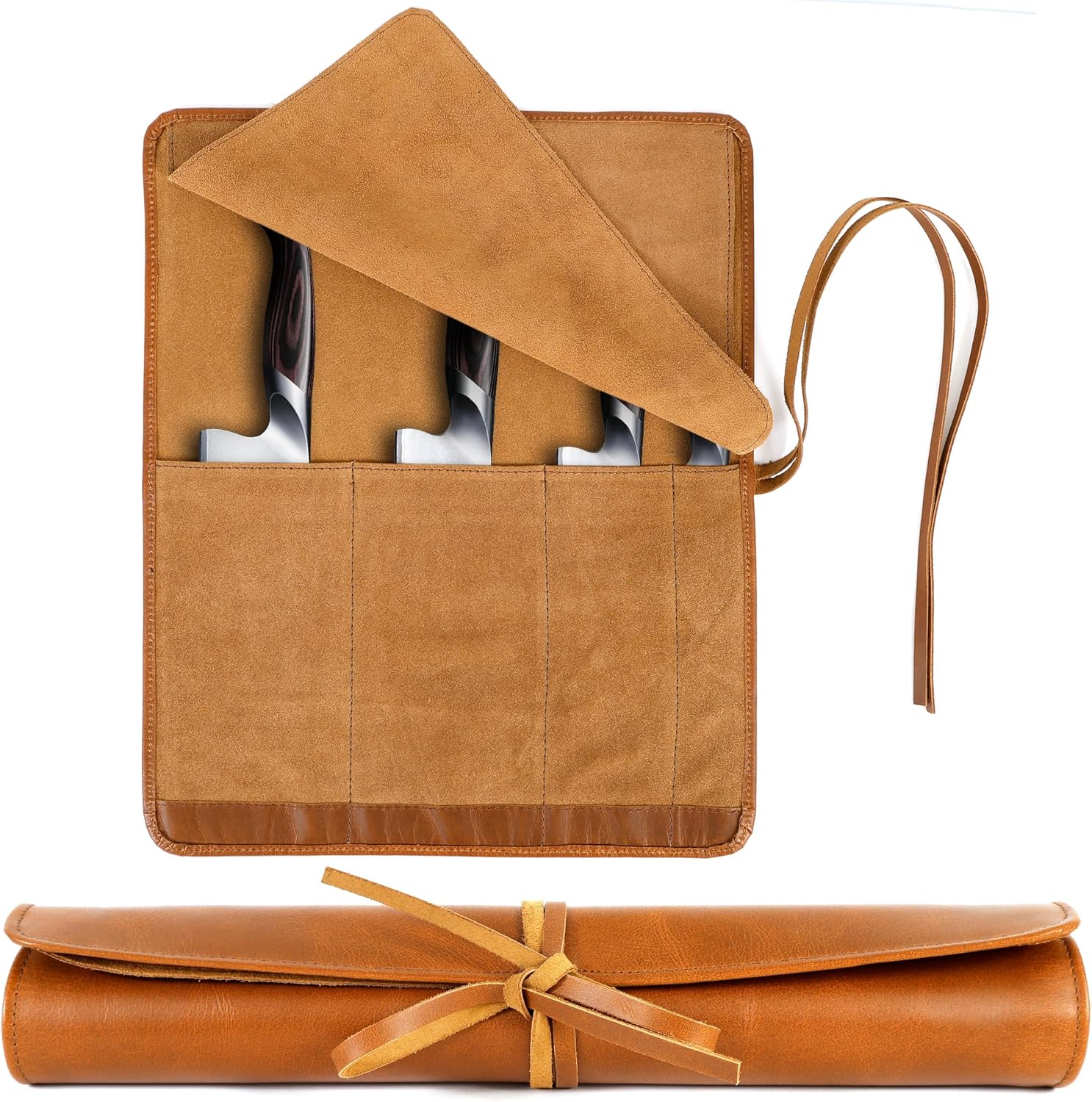 Leather Knife Roll for Chefs – 4 Slots (Savannah)