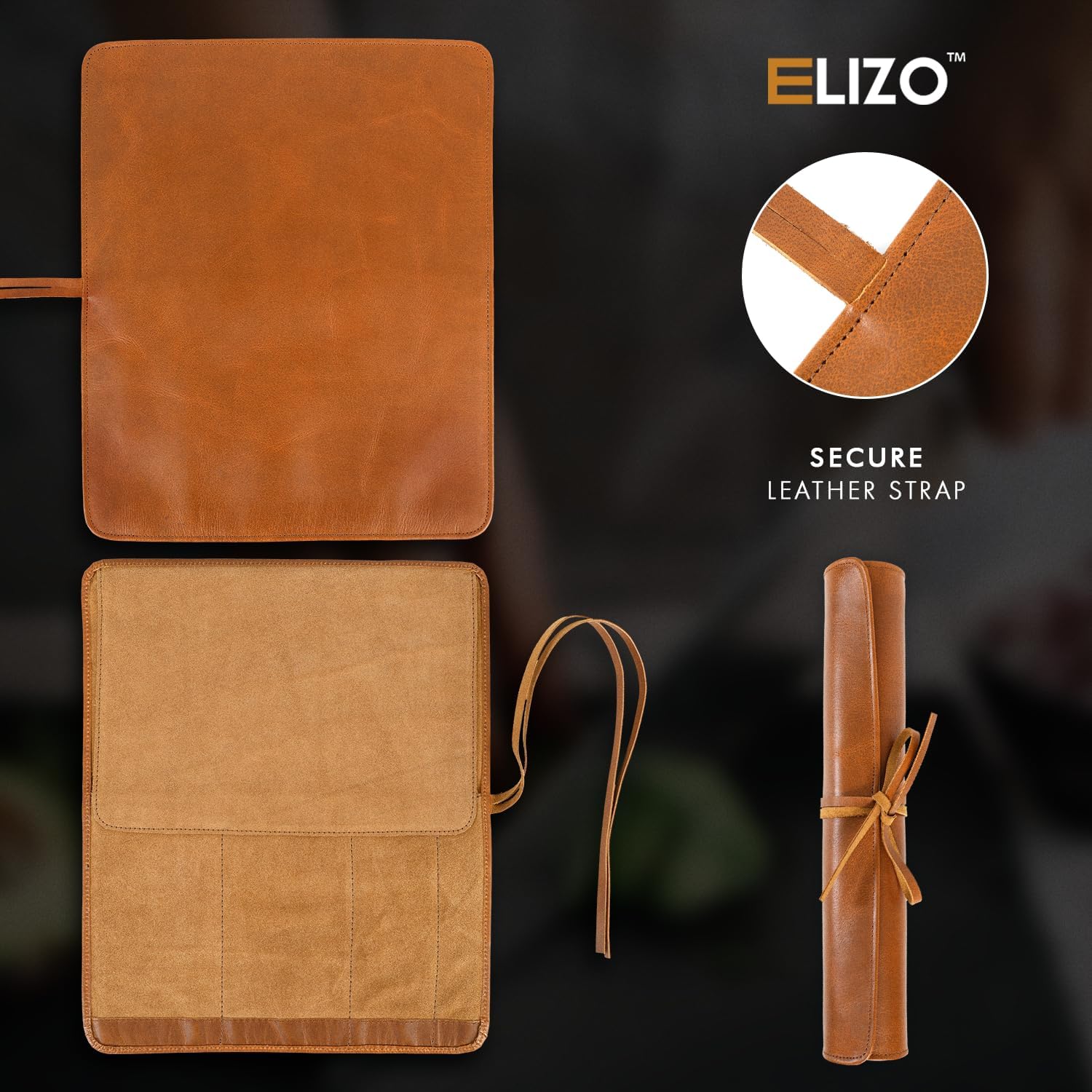 Leather Knife Roll for Chefs – 4 Slots (Savannah)