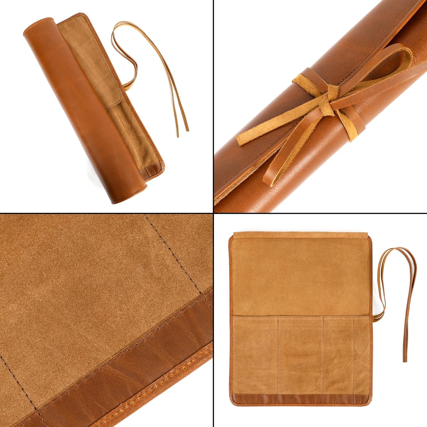 Leather Knife Roll for Chefs – 4 Slots (Savannah)