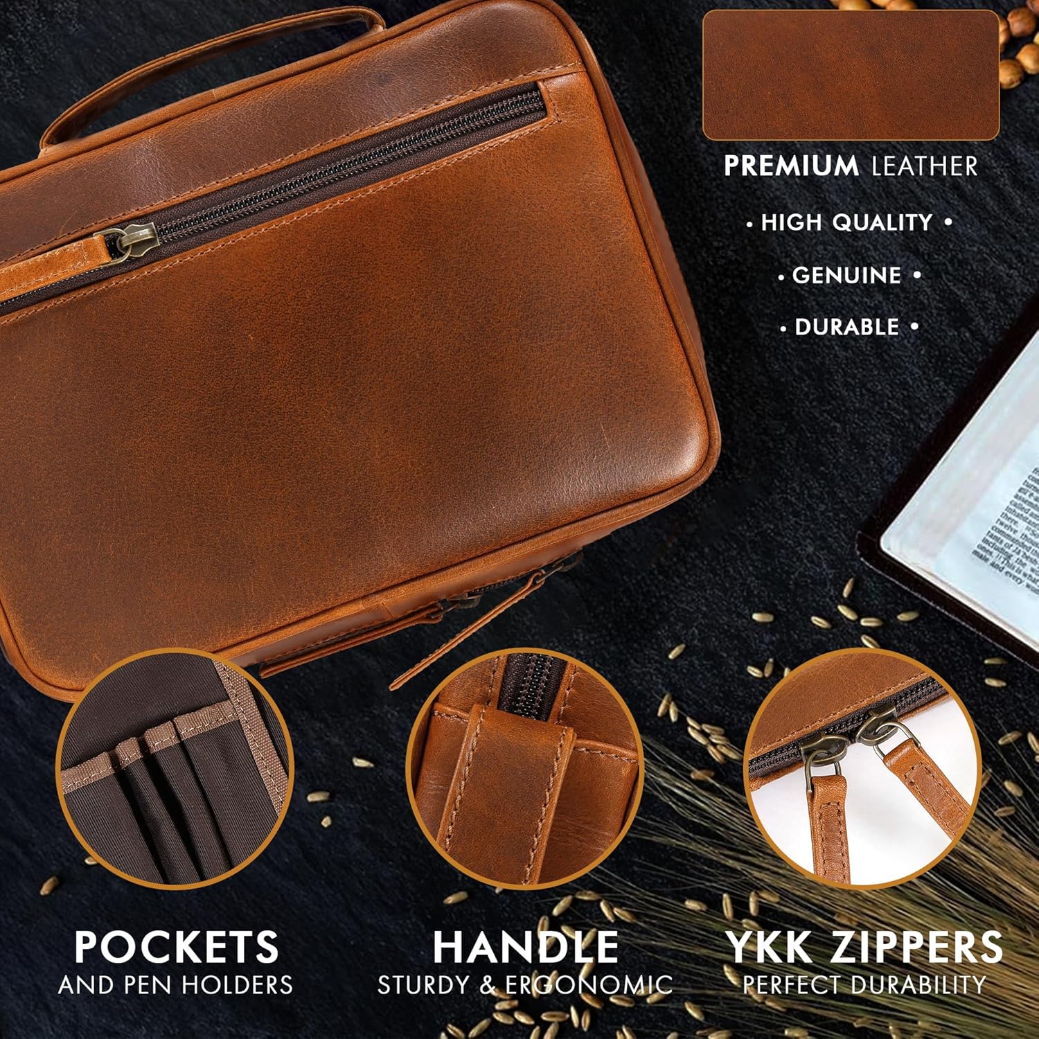 Standard Leather Bible Case (Cognac)