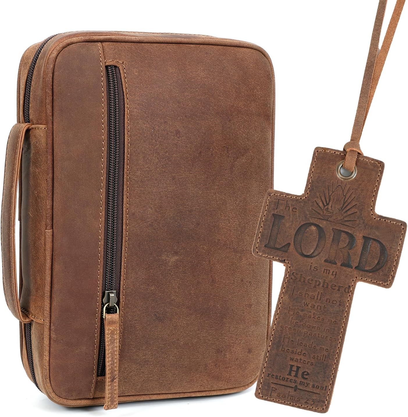 Study Leather Bible Case (Saddle)