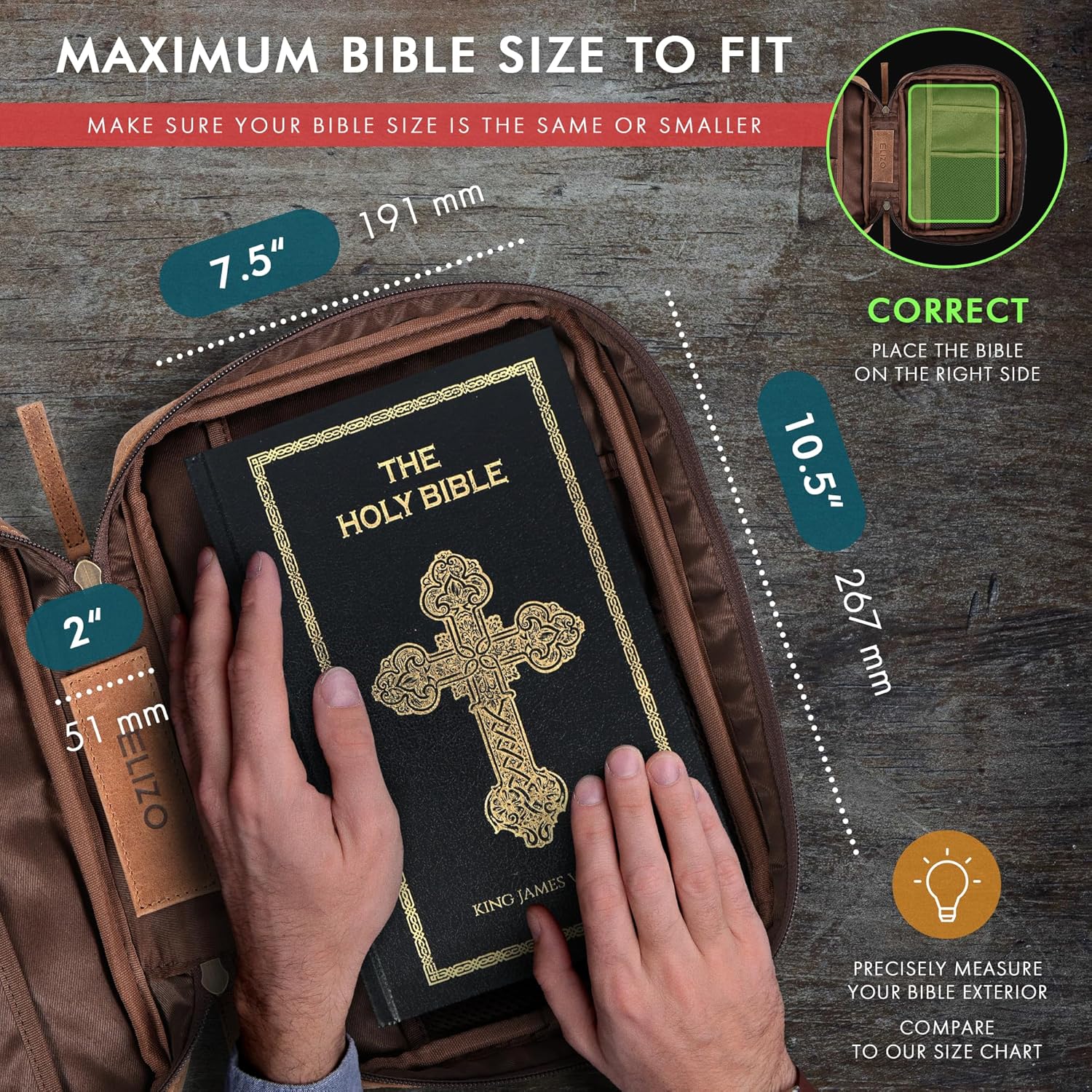 Study Leather Bible Case (Saddle)