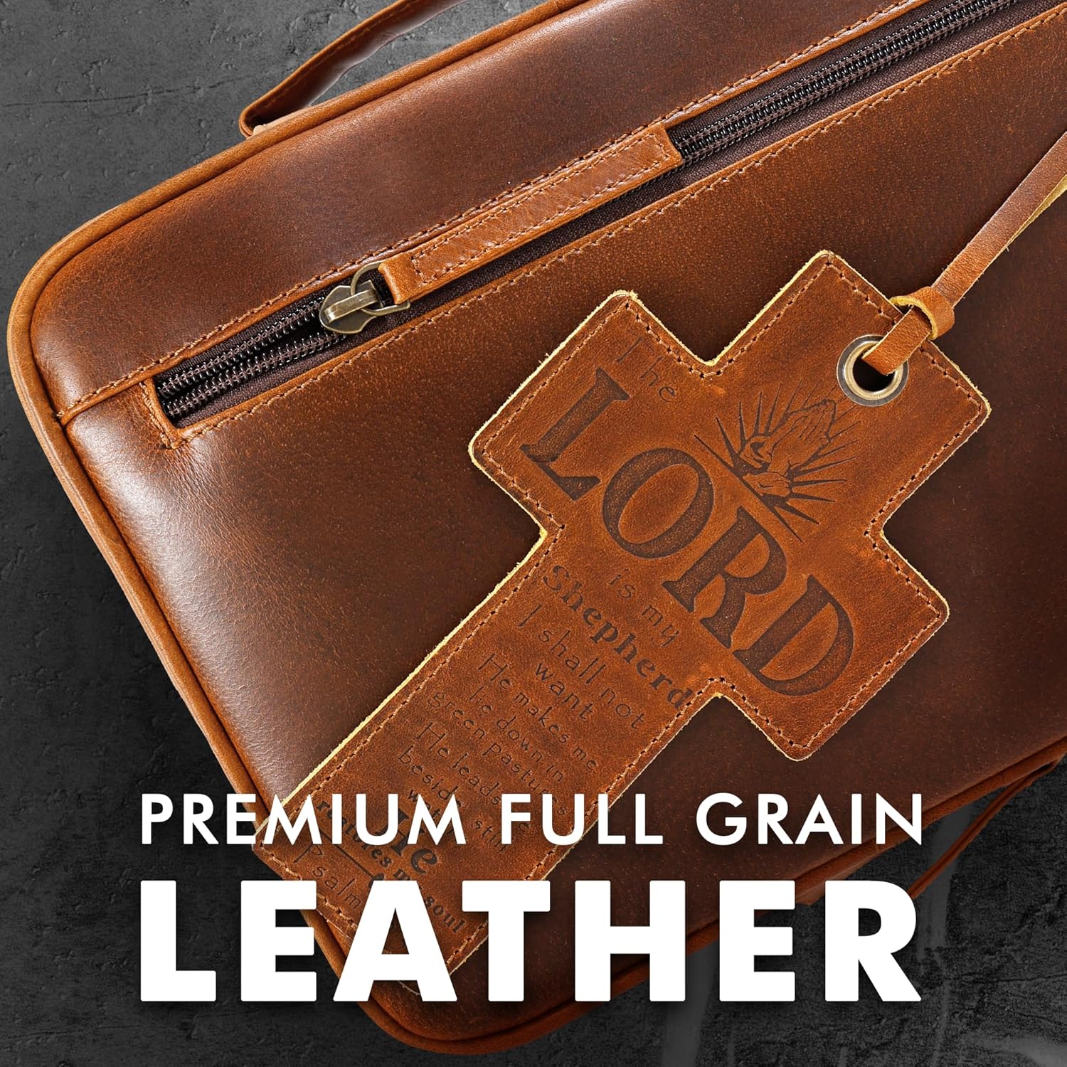 Study Leather Bible Case (Cognac)