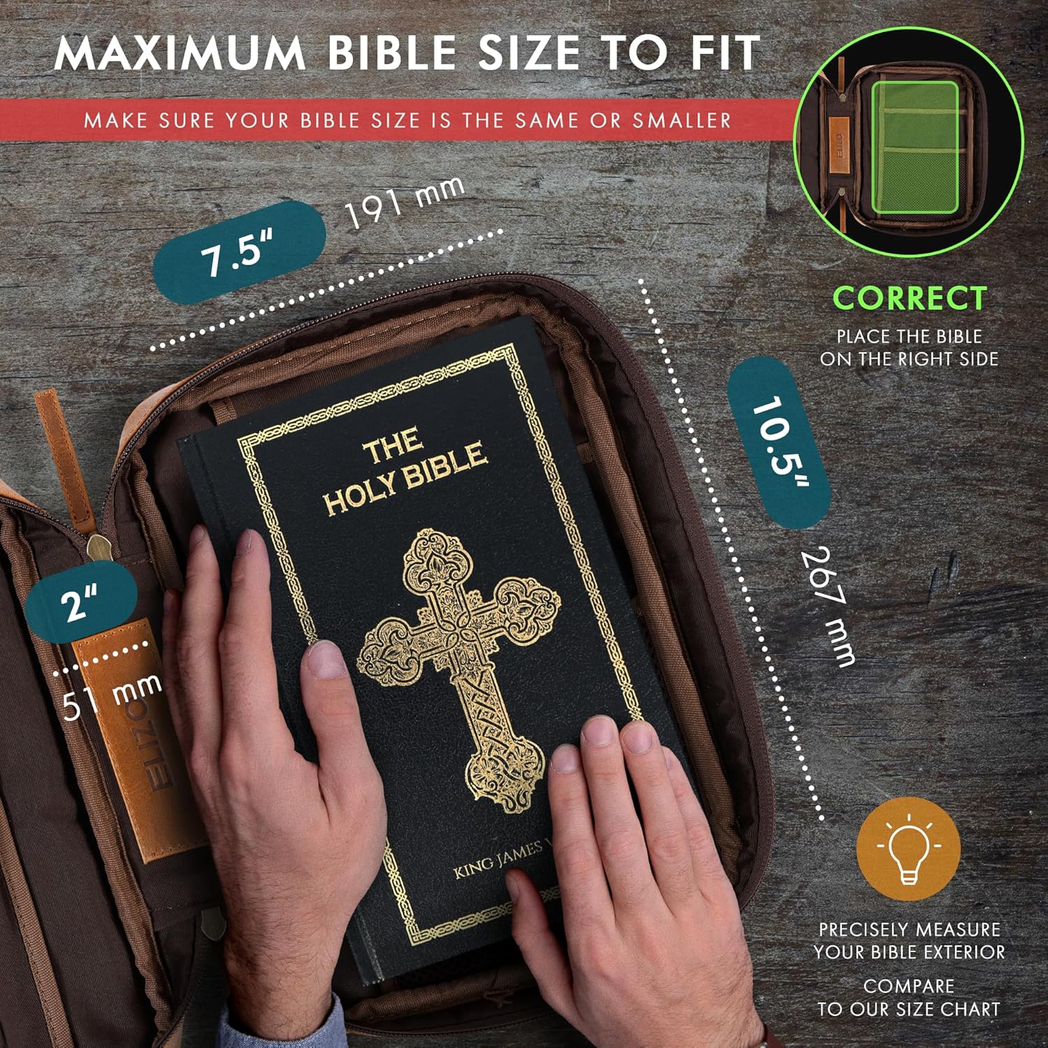 Study Leather Bible Case (Cognac)