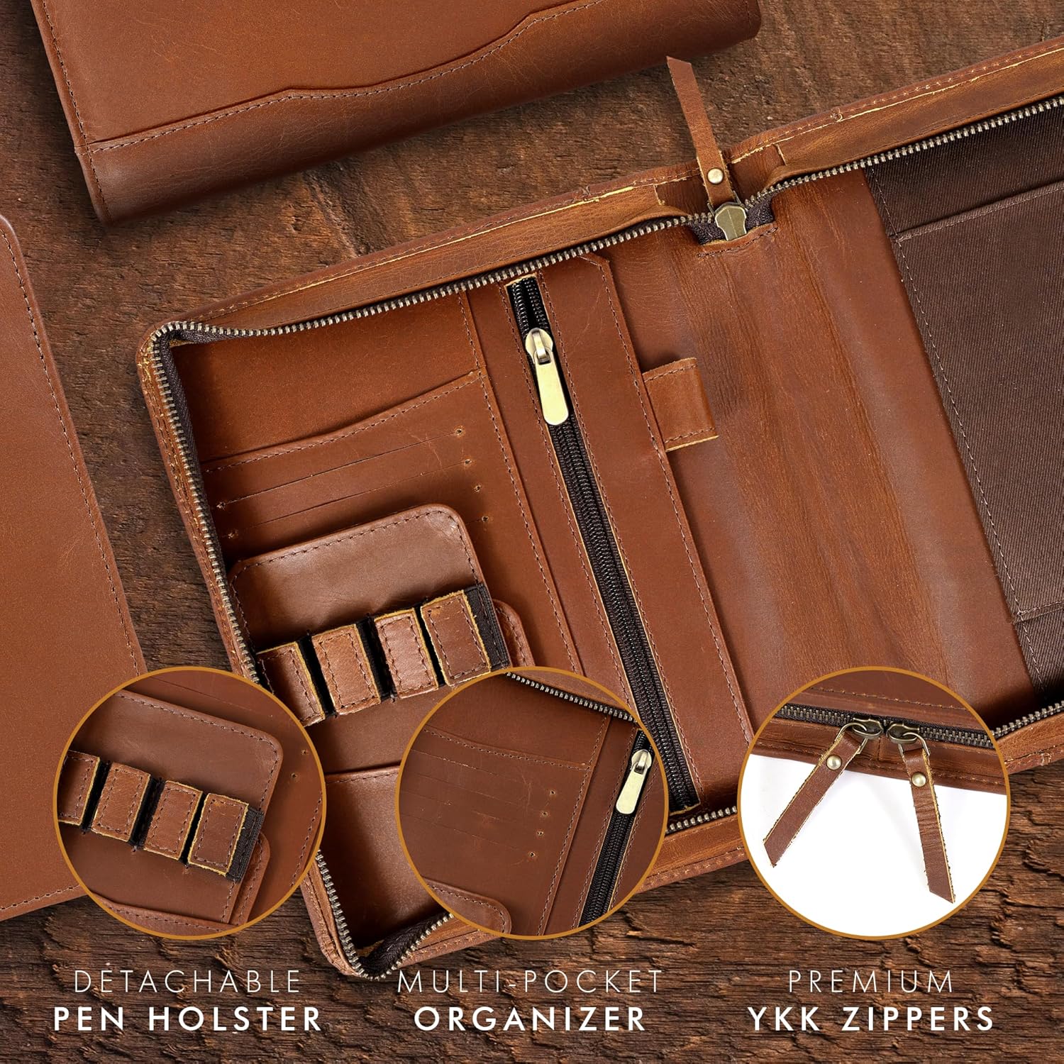 A5 Leather Portfolio & Notebook Cover (Tan)