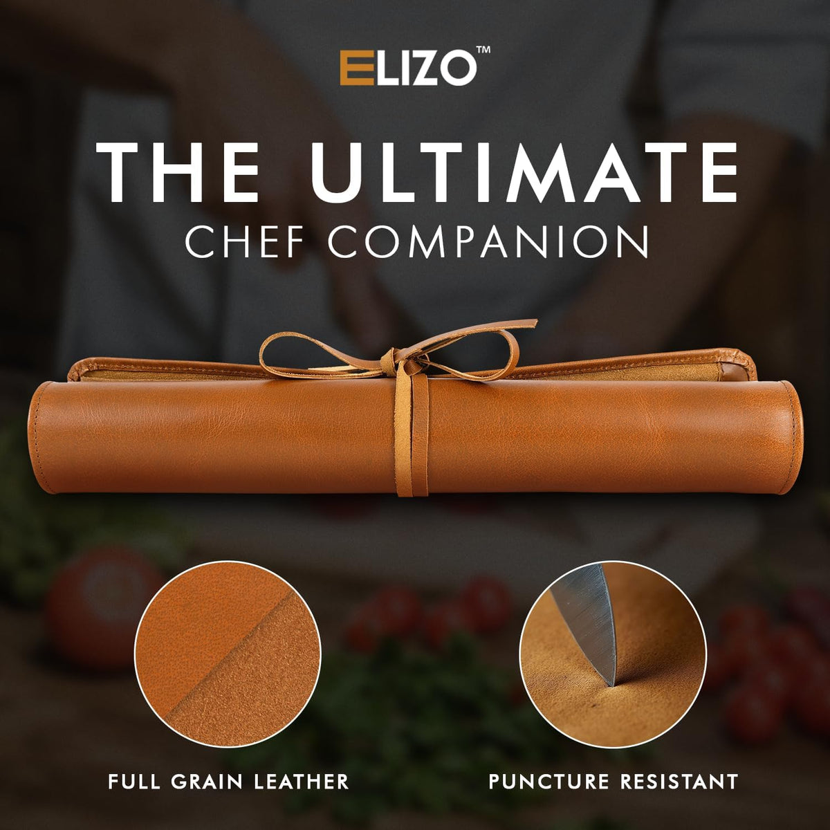 Full Grain Leather Knife Roll for Chefs – 4 Slots (Savannah), #product_type - Elizo