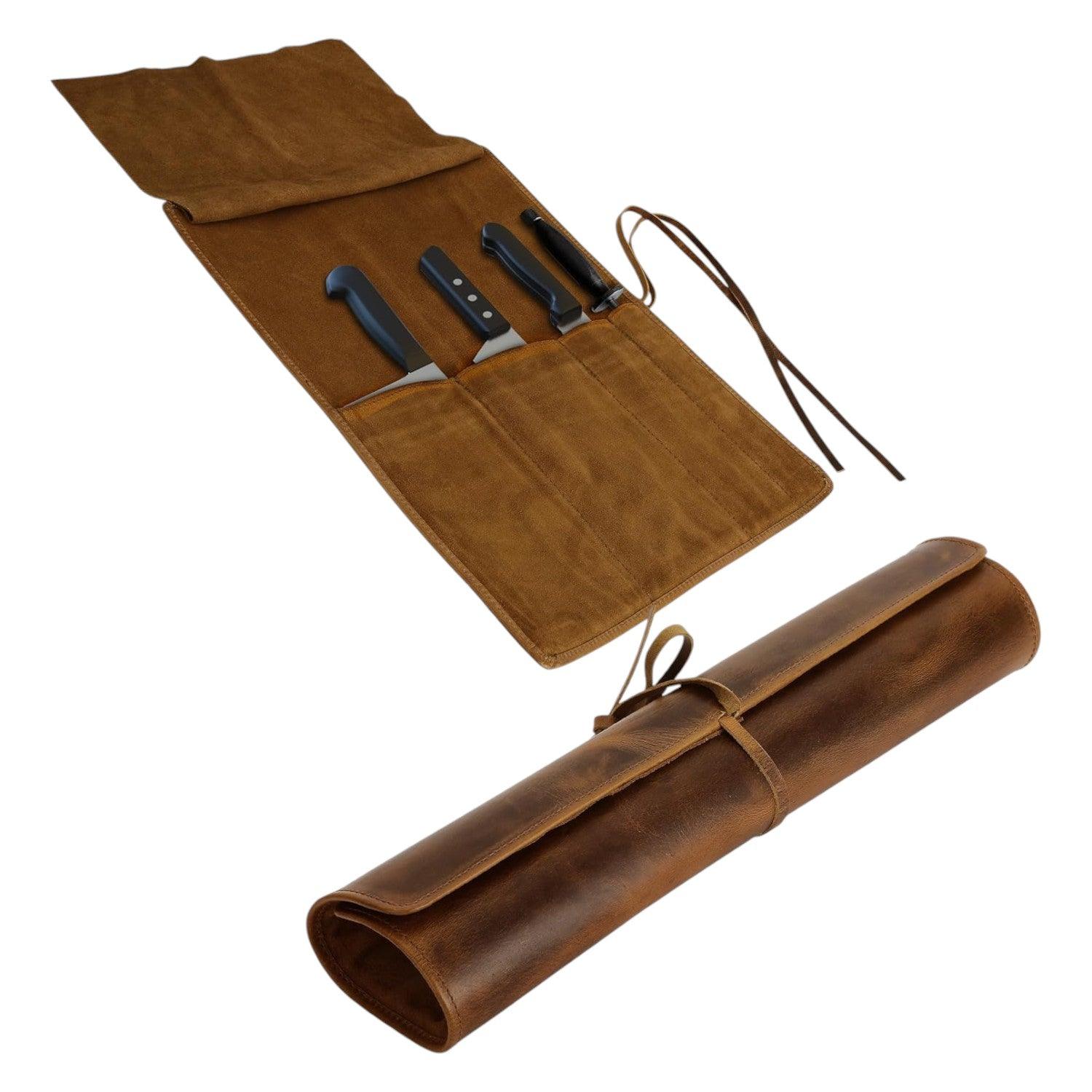 knife roll leather bag