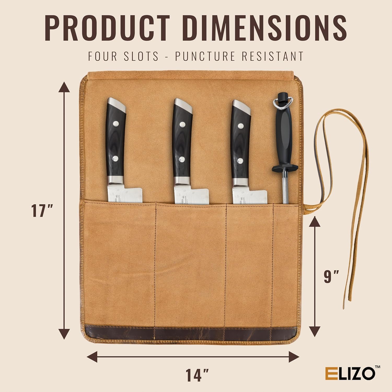 Full Grain Leather Knife Roll for Chefs - Classic