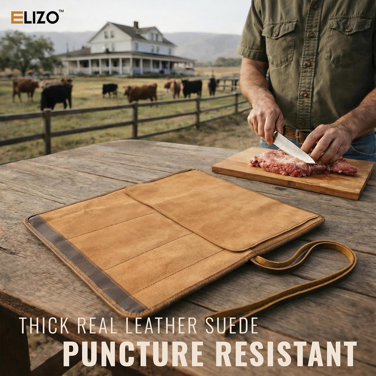 Full Grain Leather Knife Roll for Chefs - Classic