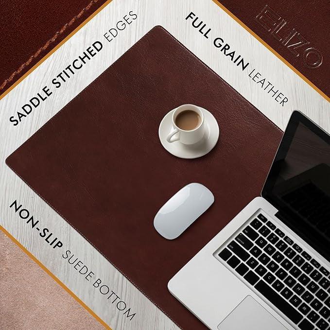 Leather Desk Mat Set (3mm) Double layer (Bourbon), #product_type - Elizo