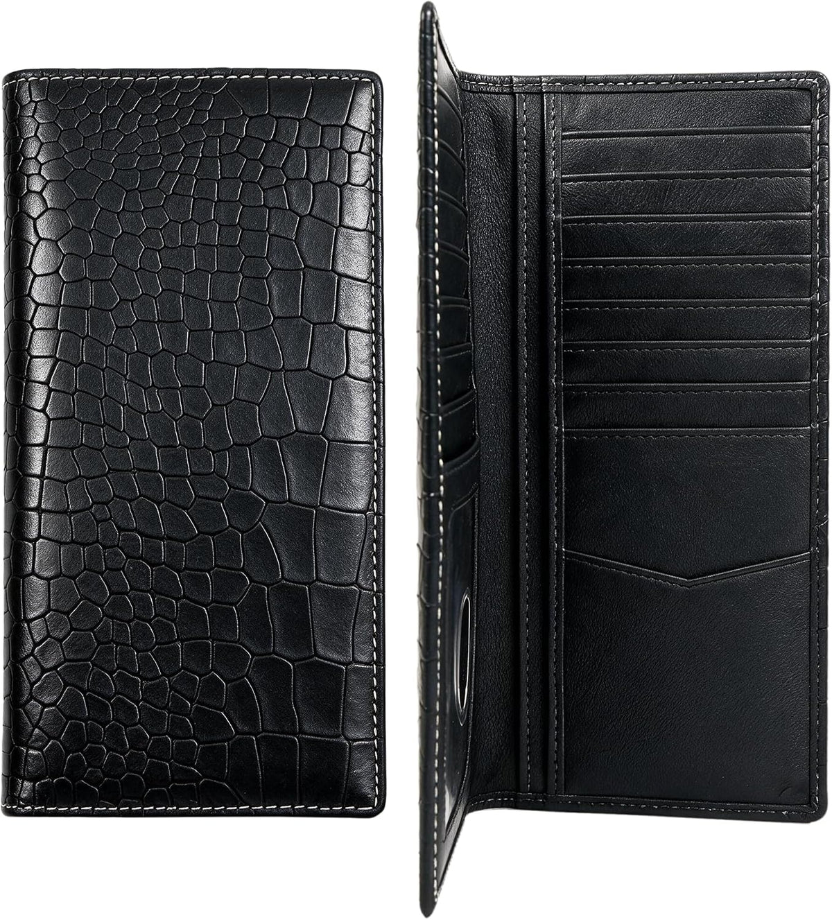 Mens Long Wallet (Black Crocodile), #product_type - Elizo