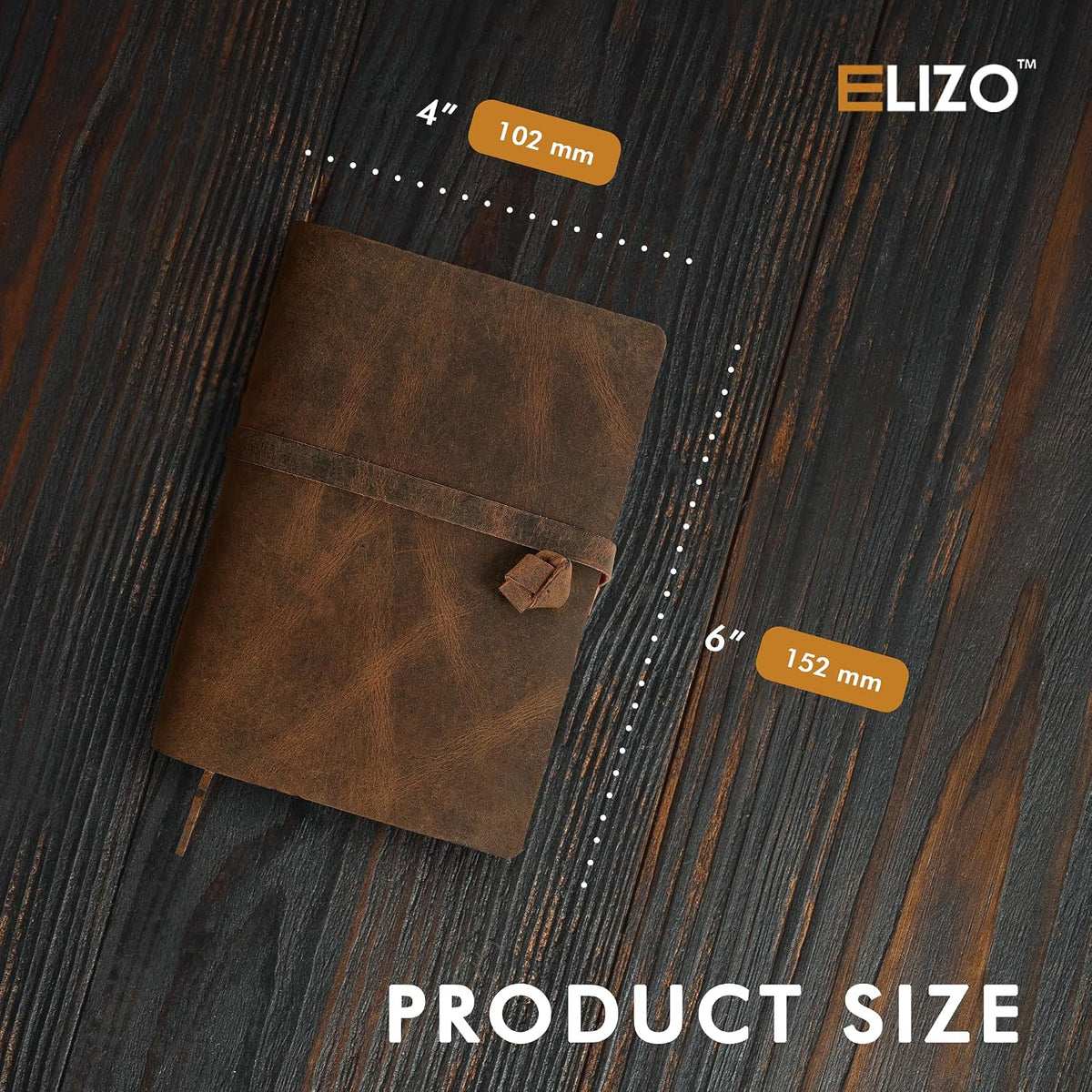 Leather Journal (4X6) - Strap Lock Closure - Teak Brown