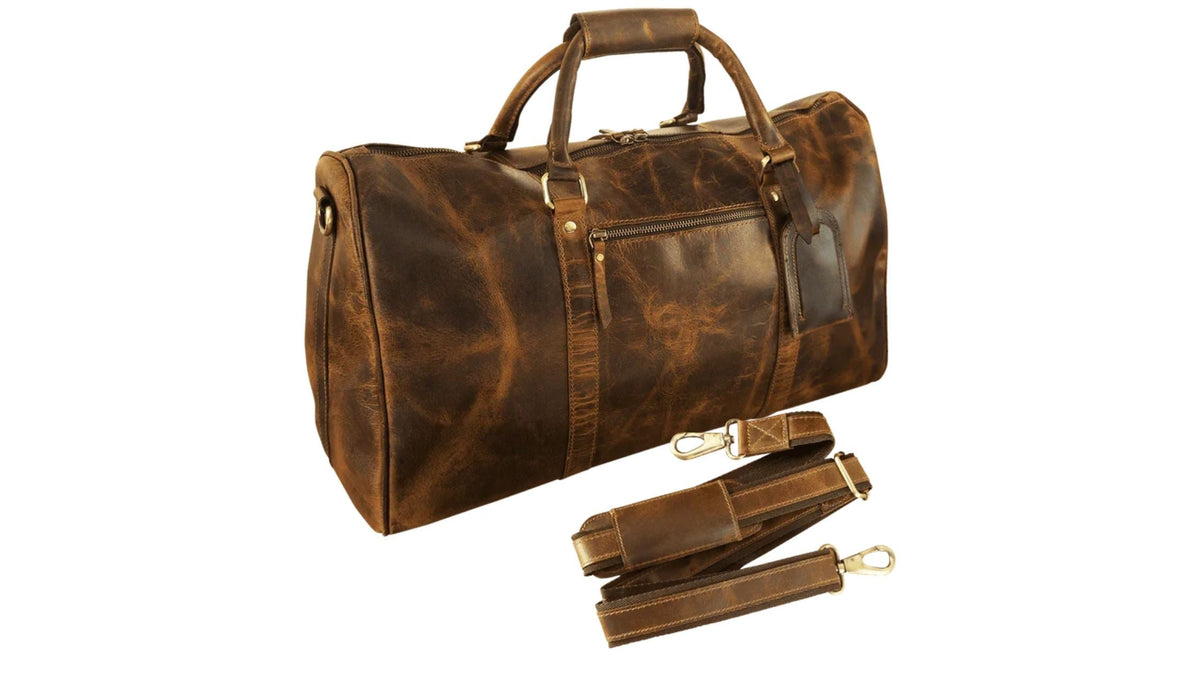 Large Full Grain Leather Duffle Bag