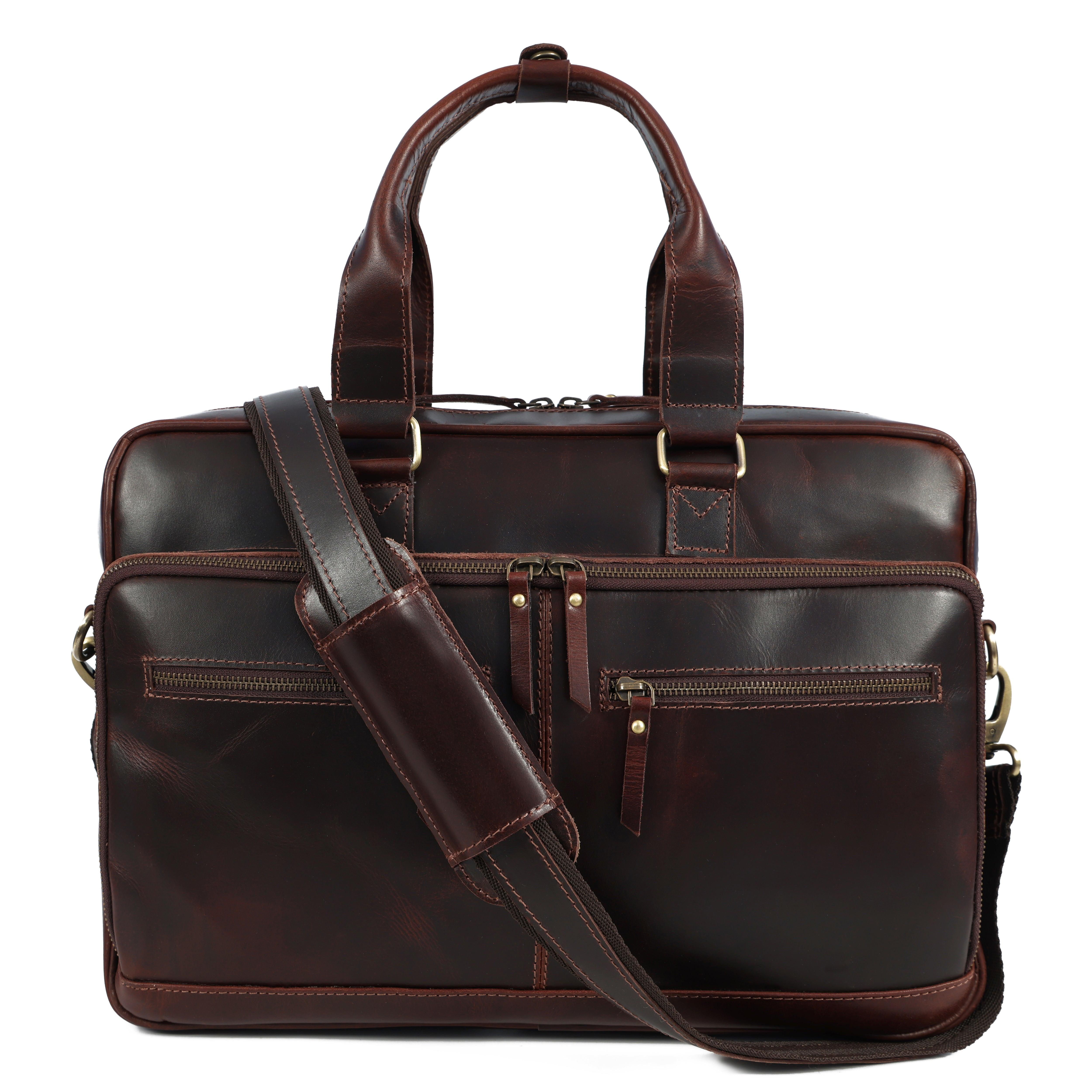 Leather Briefcase for 16-Inch Laptop - Elizo