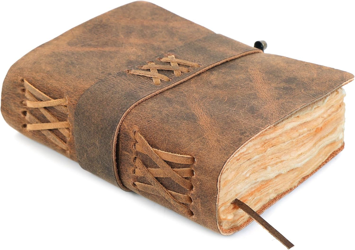 Leather Journal (4X6) - Thick Strap & Lock Closure - Teak Brown