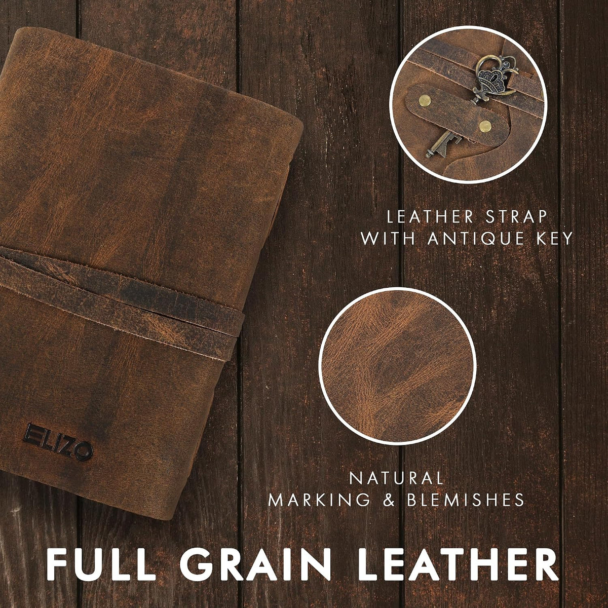 Leather Journal (4X6) - Key Closure - Teak Brown