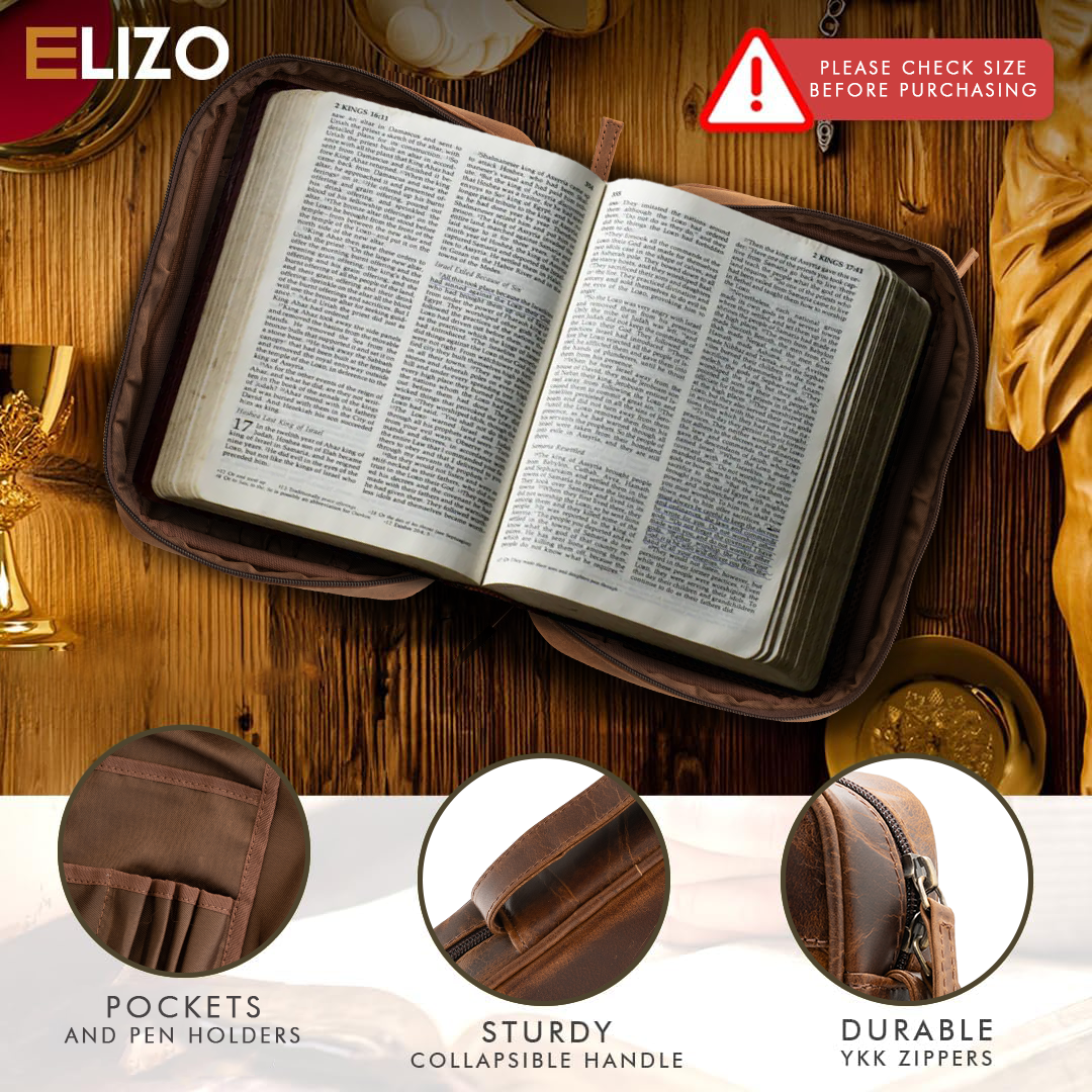 Large Leather Bible Case - Elizo