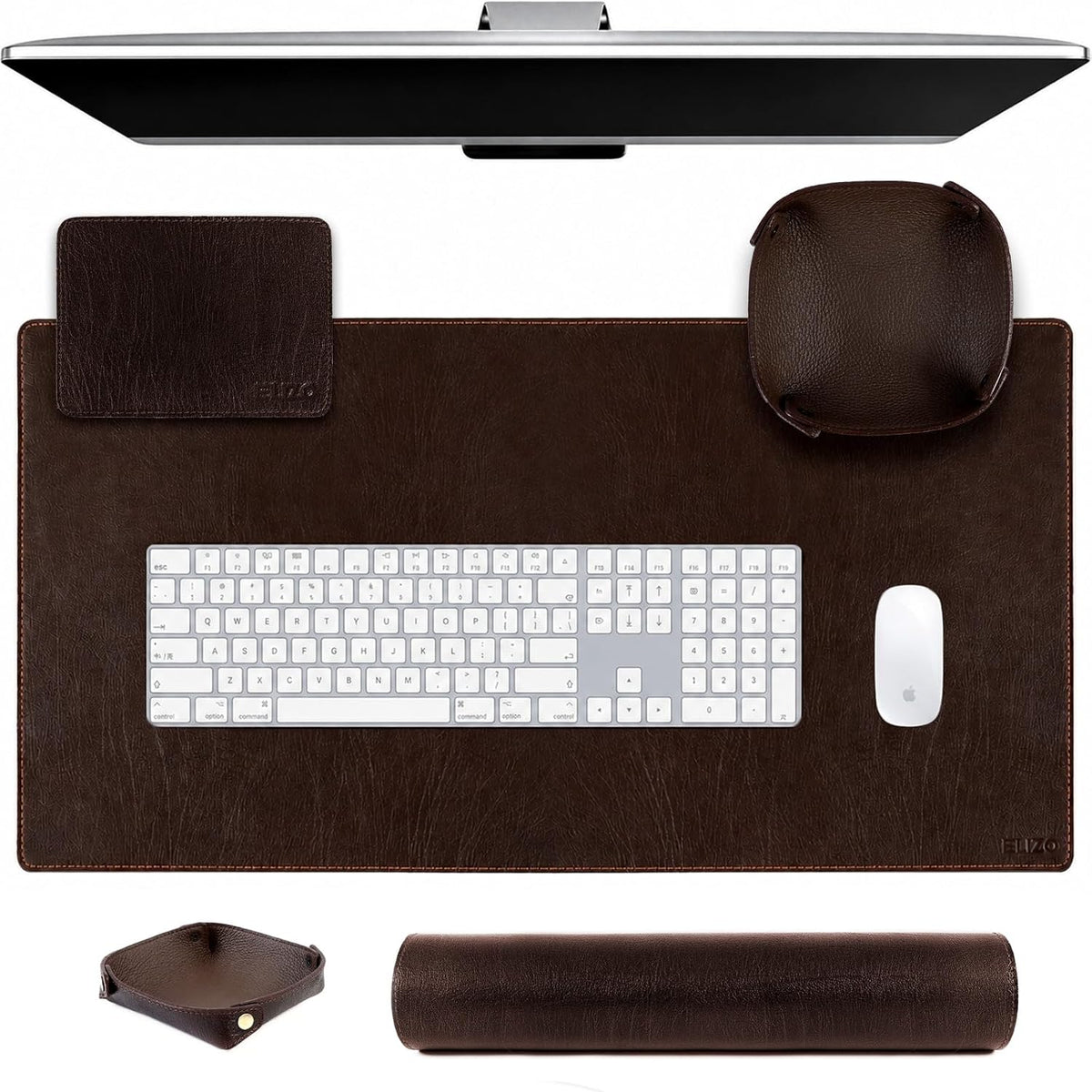 Leather Desk Mat Set (3mm) Double layer (Vintage Brown)