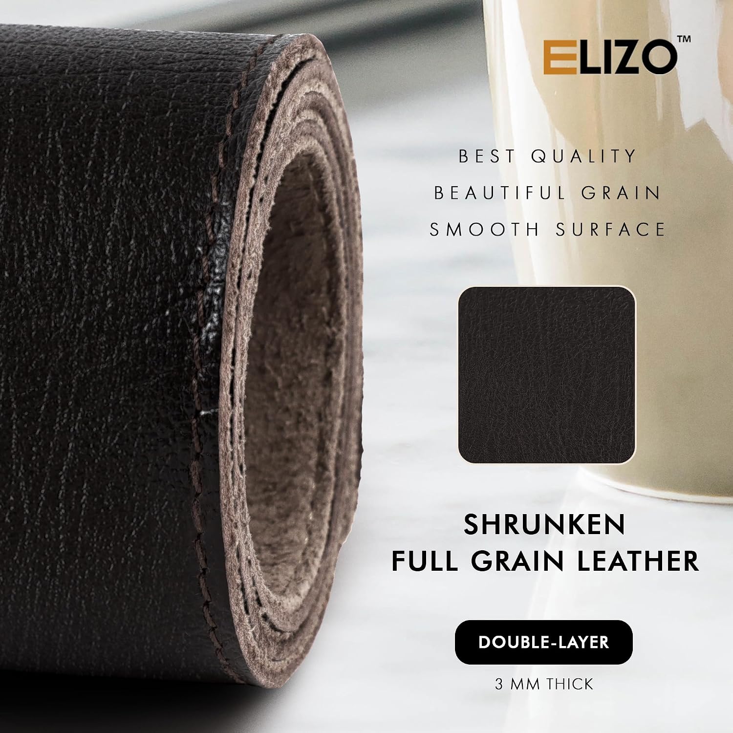 Leather Desk Mat Set (3mm) Double layer (Vintage Black)