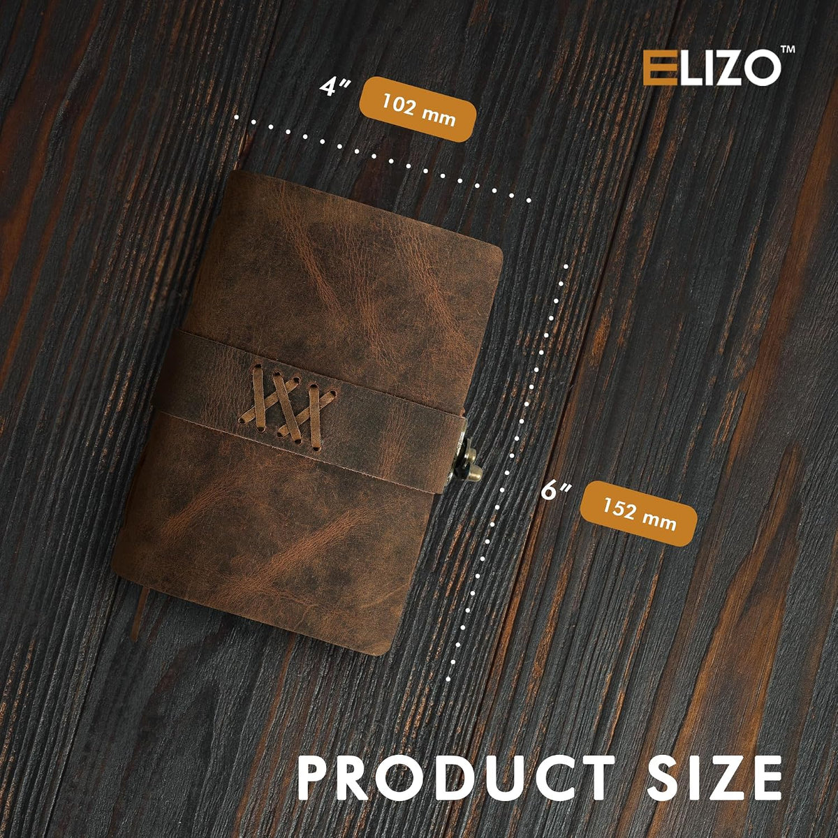 Leather Journal (4X6) - Thick Strap & Lock Closure - Teak Brown