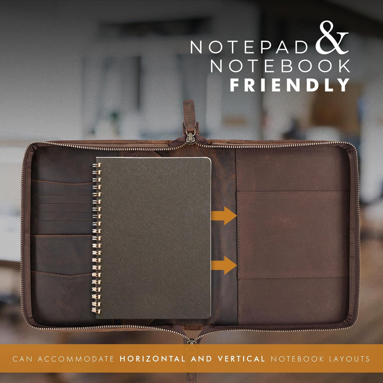 A5 Leather Portfolio & Notebook Cover (Coffee)