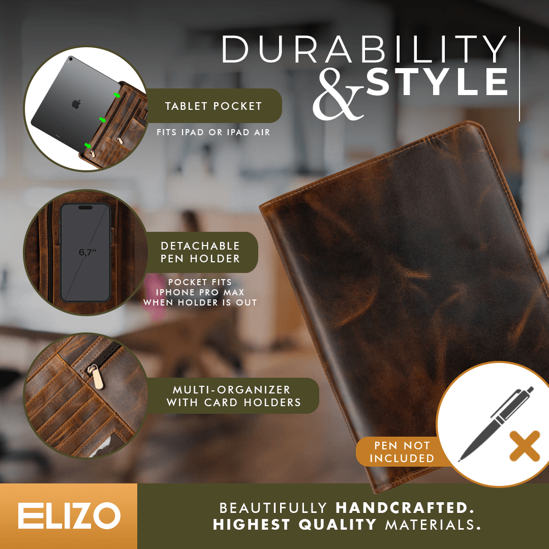 Premium Leather Portfolio Organizer - Elizo