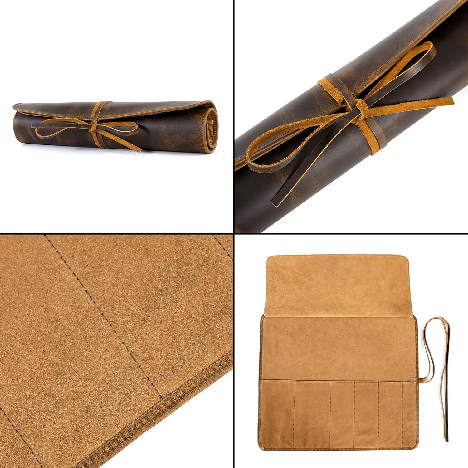 Full Grain Leather Knife Roll for Chefs (6 Slot)