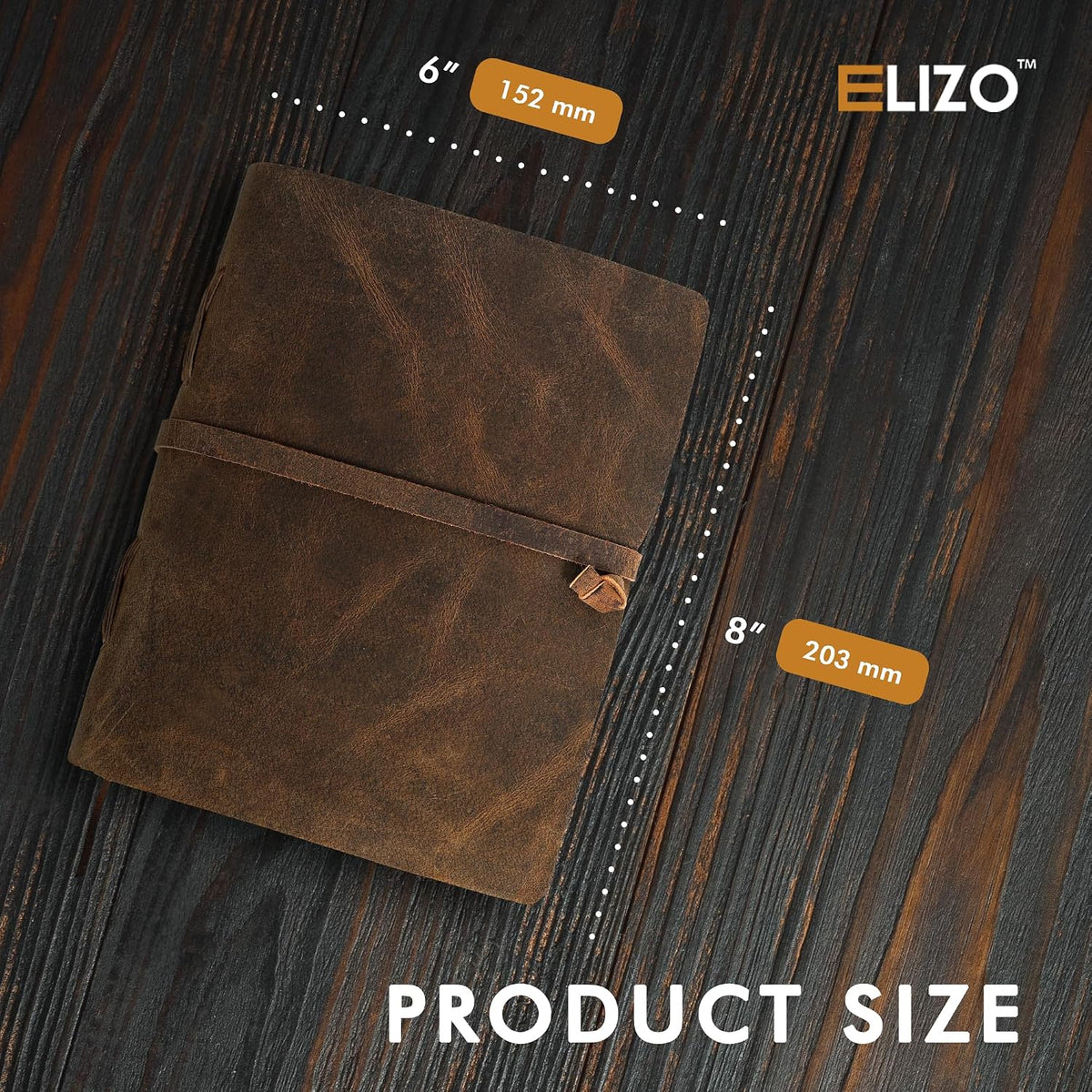 Leather Journal (6X8) - Strap Closure - Teak Brown