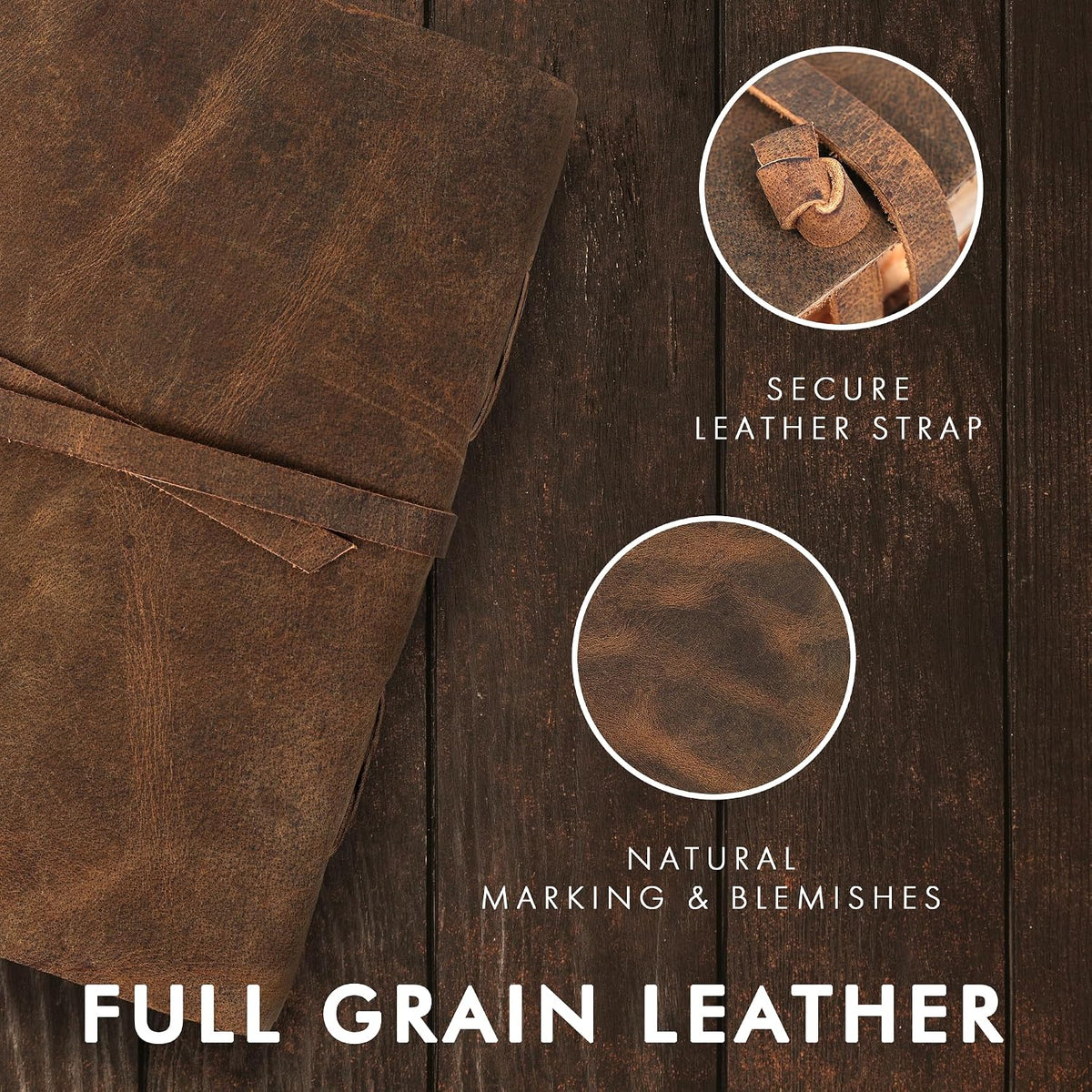 Leather Journal (6X8) - Strap Closure - Teak Brown