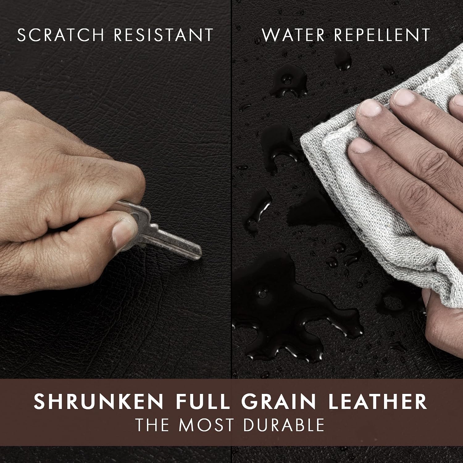 Leather Desk Mat Set (3mm) Double layer (Vintage Black)