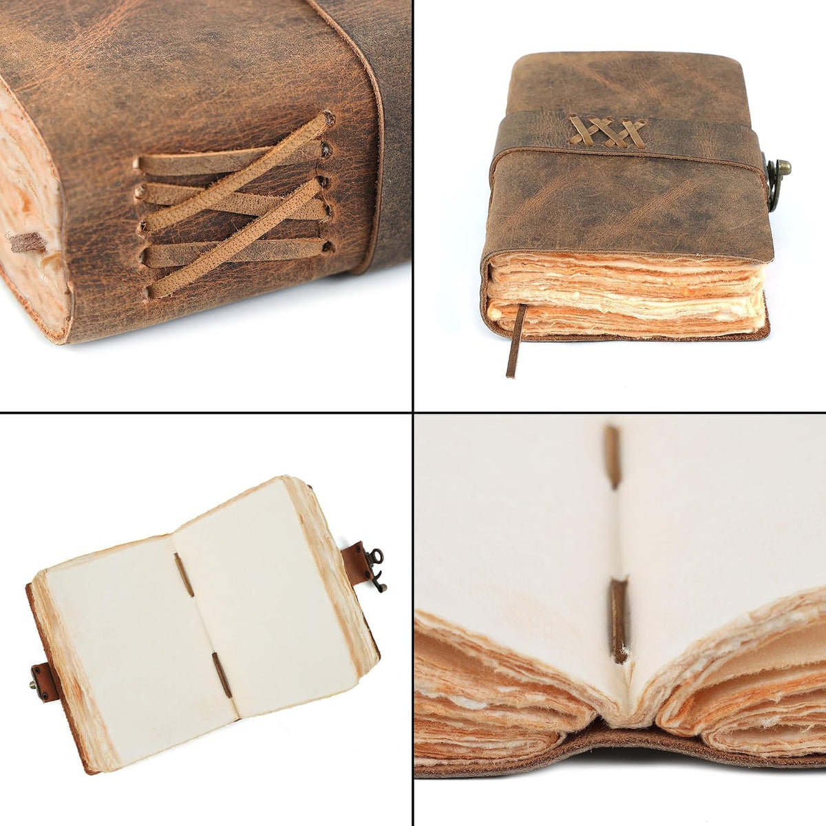 Leather Journal (4X6) - Thick Strap & Lock Closure - Teak Brown