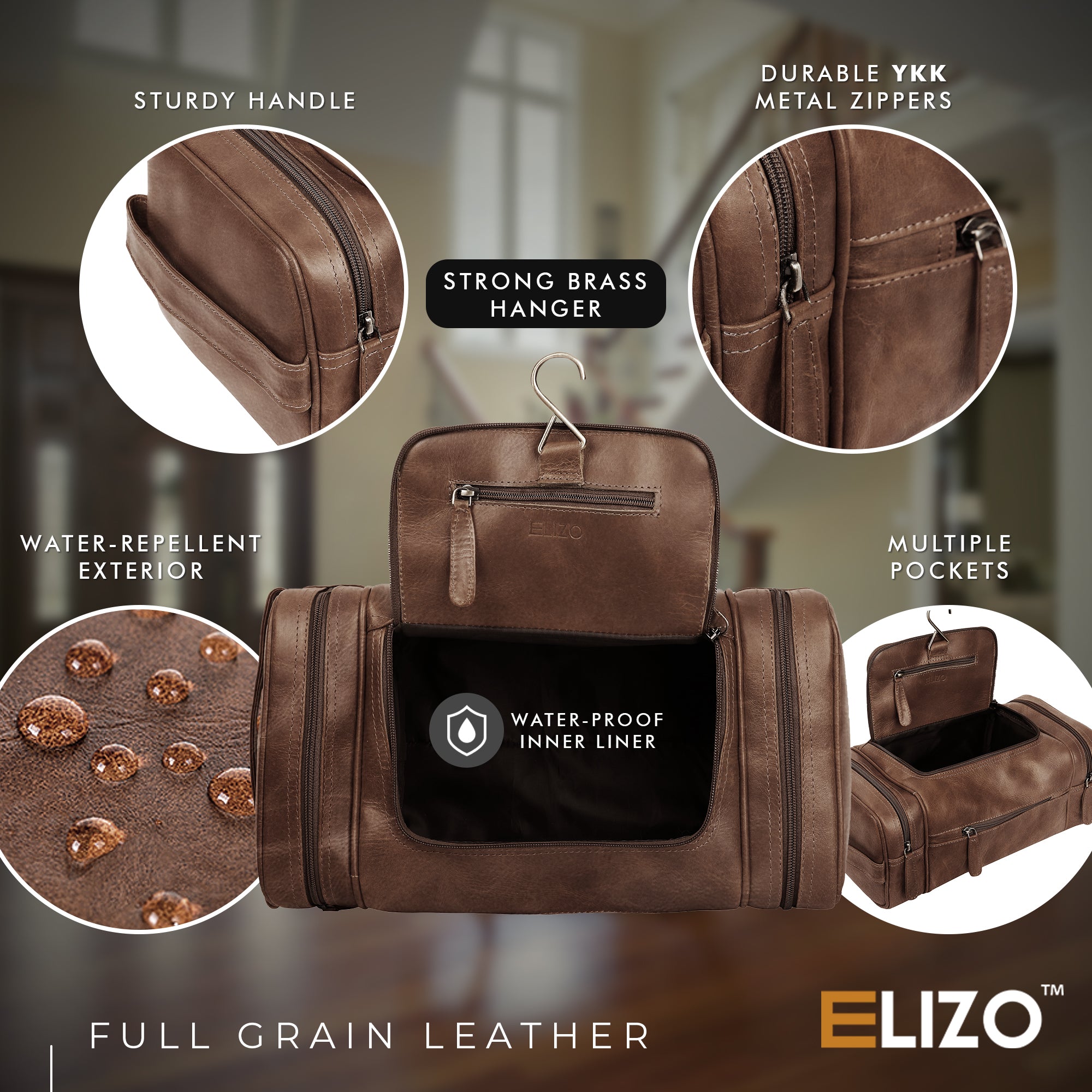 Extra large men's 2025 leather toiletry bag