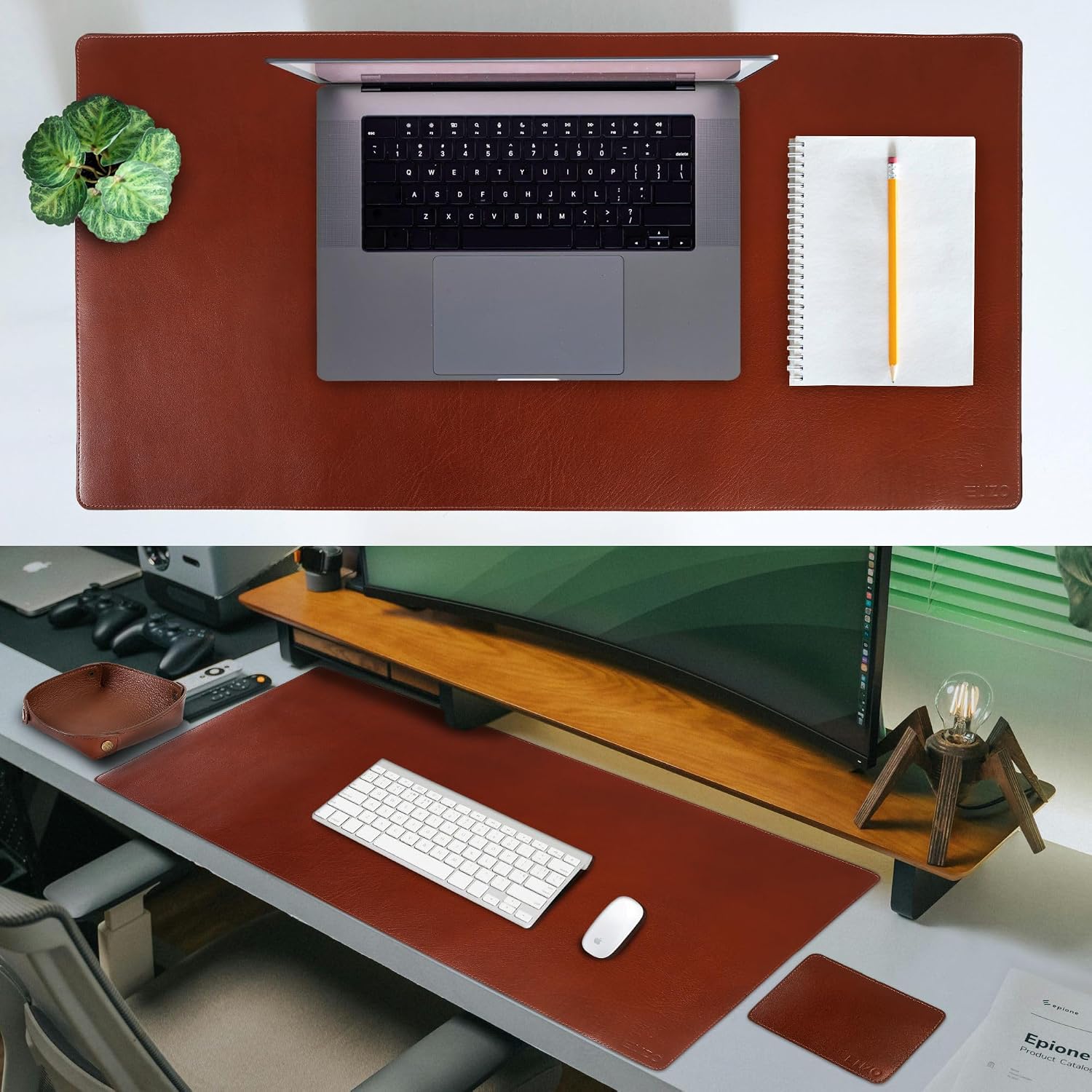 Leather Desk Mat Set (3mm) Double layer (Camel)