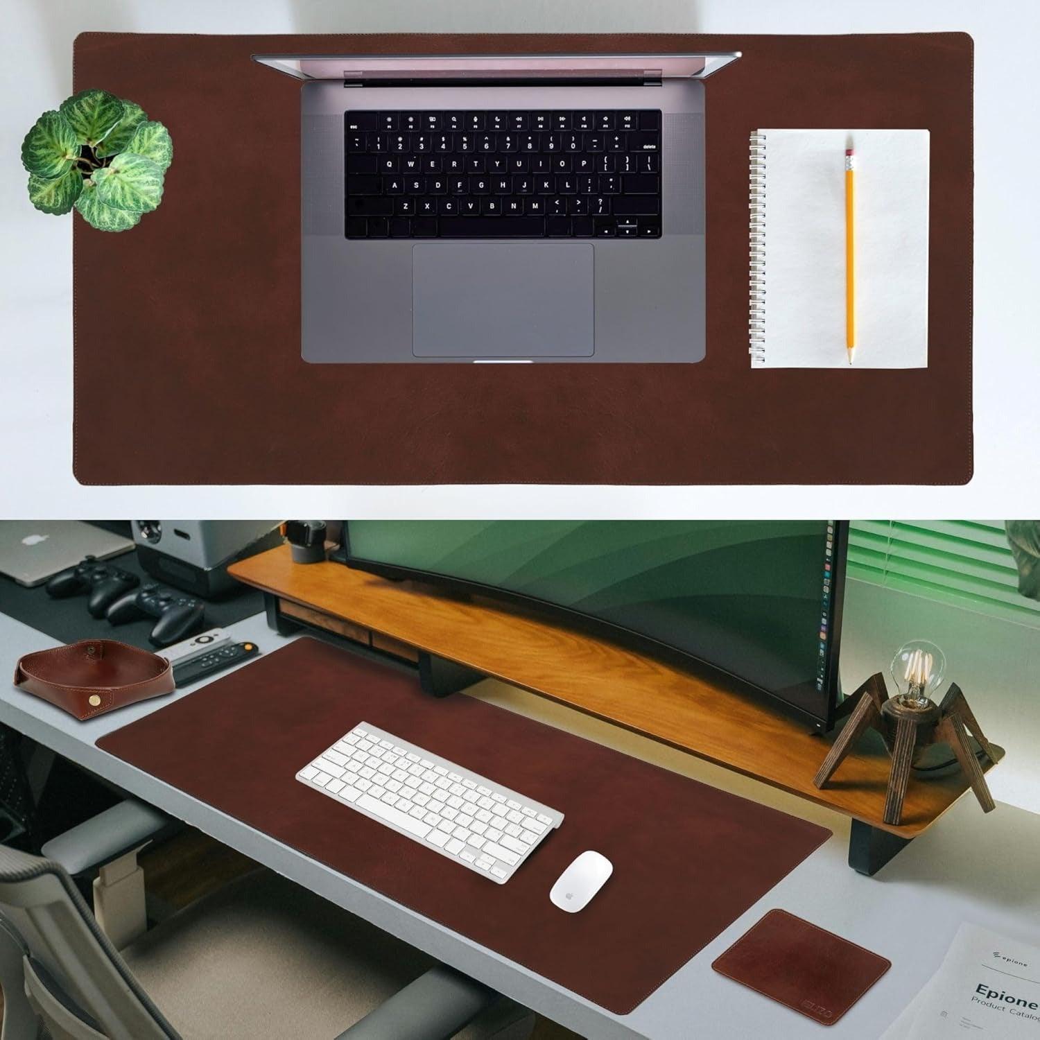 Leather Desk Mat Set (3mm) Double layer (Chestnut) - Elizo