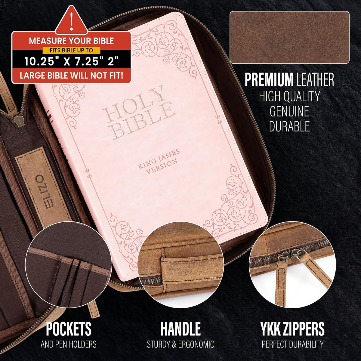 Study Leather Bible Case (Grizzly)