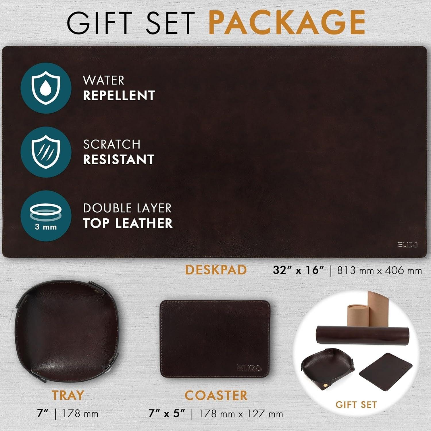 Leather Desk Mat Set (3mm) Double layer (Java) - Elizo