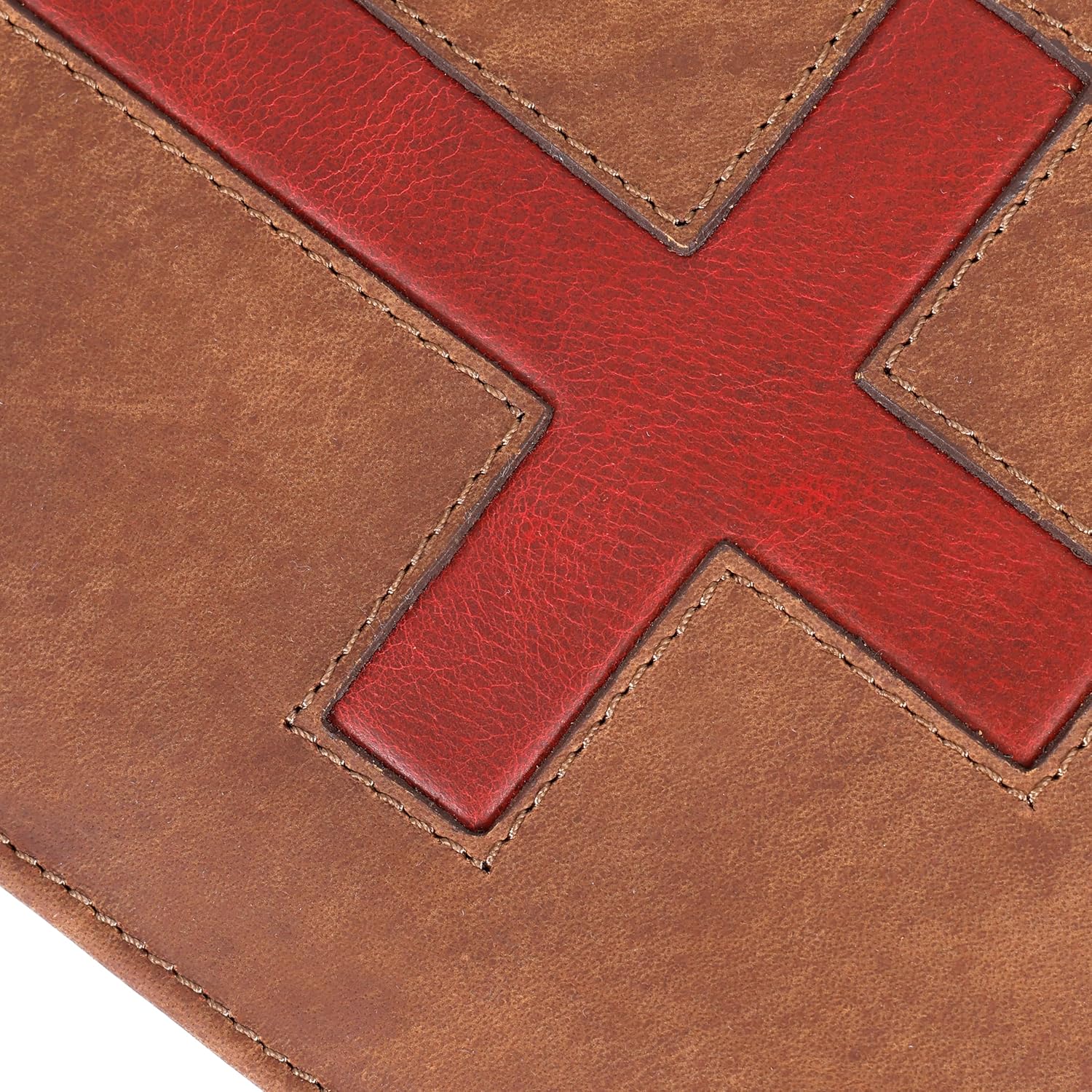 Study Leather Bible Case (Saddle Red/Cross)
