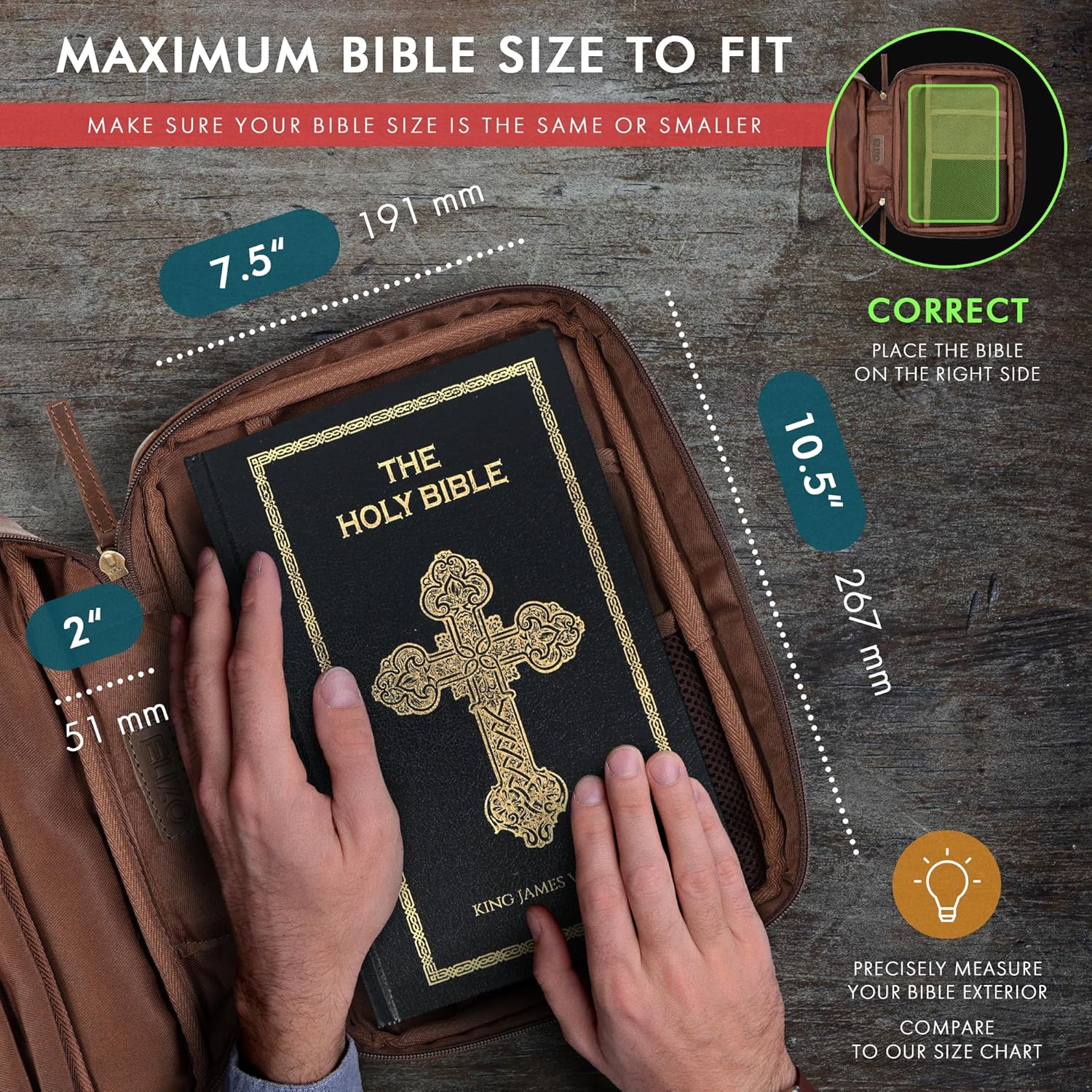 Study Leather Bible Case (Brown)