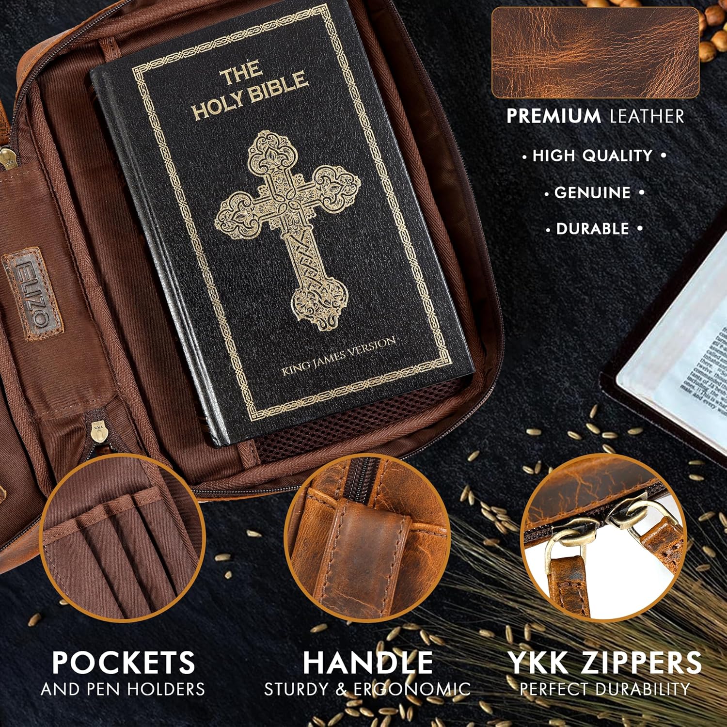 Study Leather Bible Case (Antique)