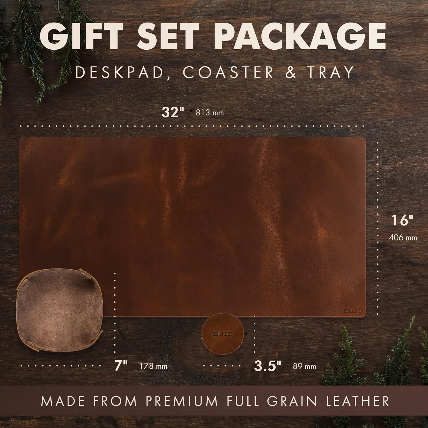 Leather Desk Mat Set (3mm) Double layer (Antique)
