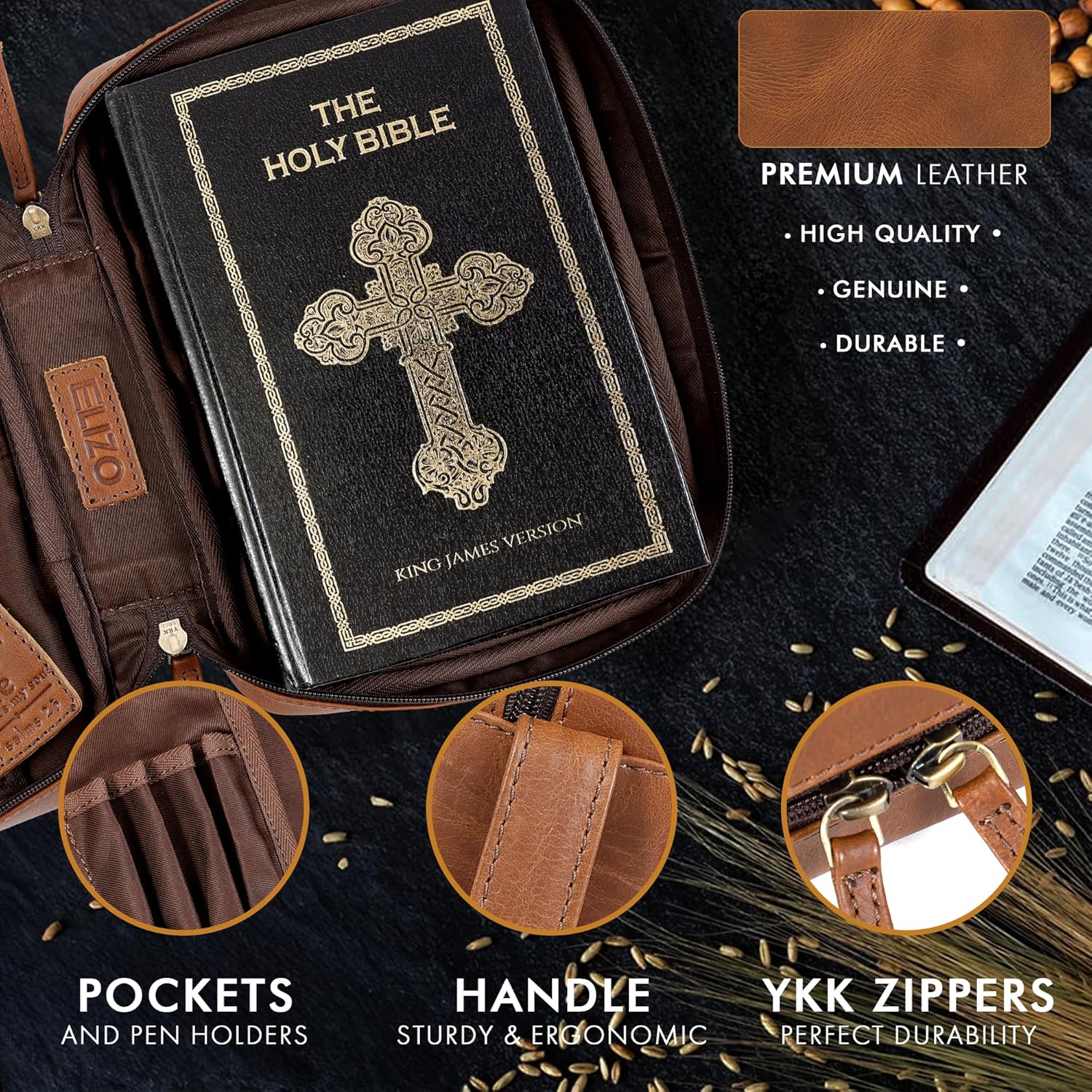 Standard Leather Bible Case (Tan)