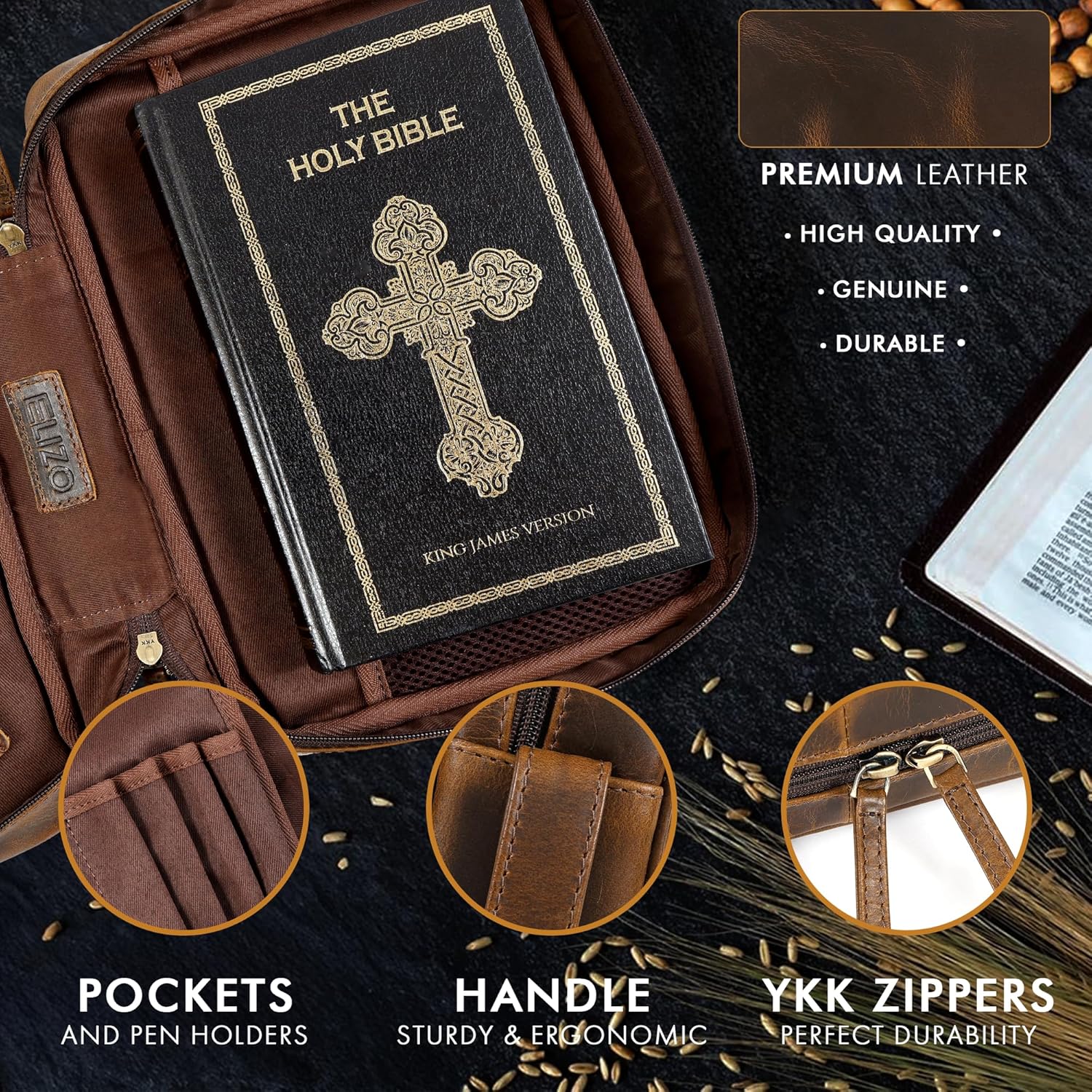 Study Leather Bible Case (Antique)