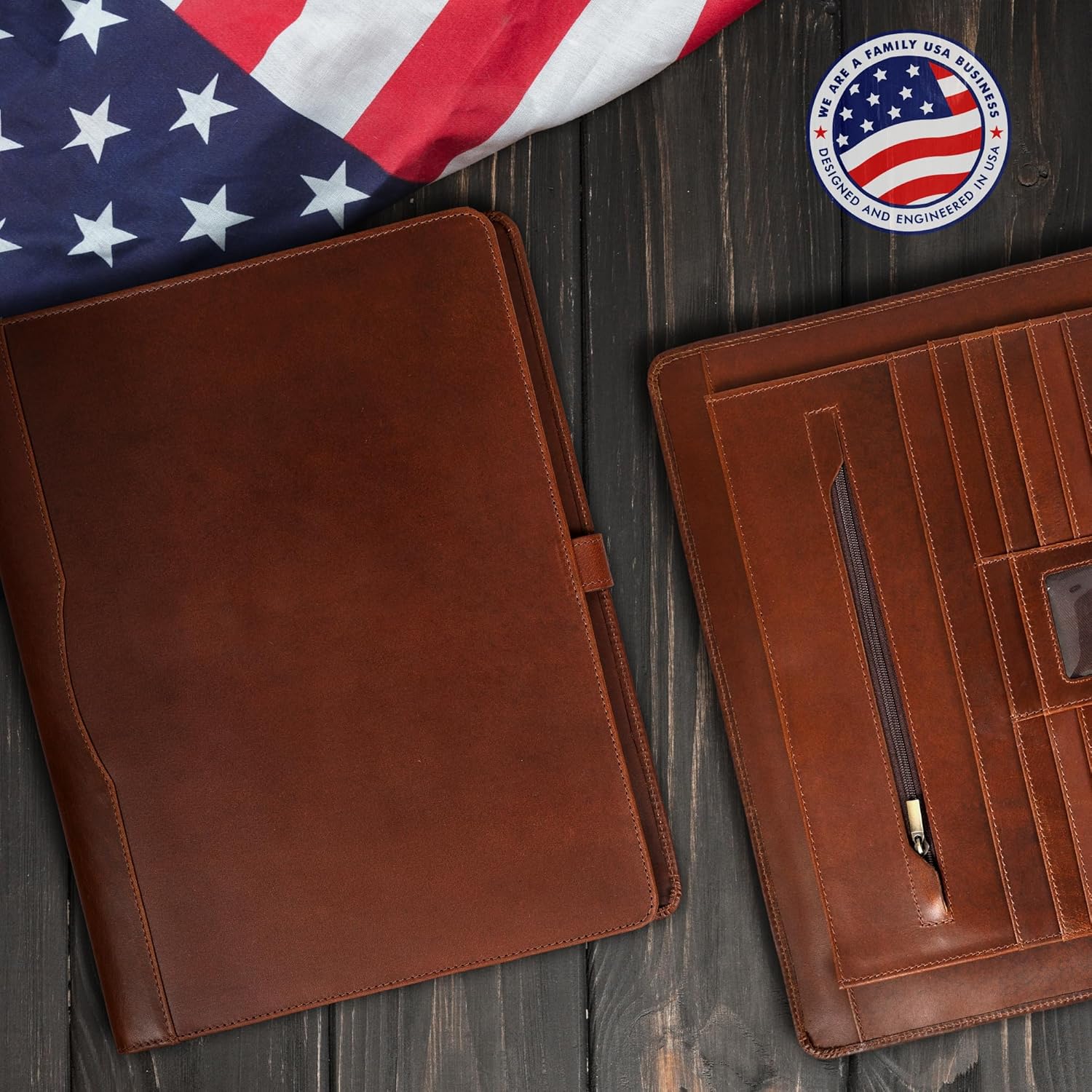 Leather Portfolio Organizer (Antique, Letter Strap)